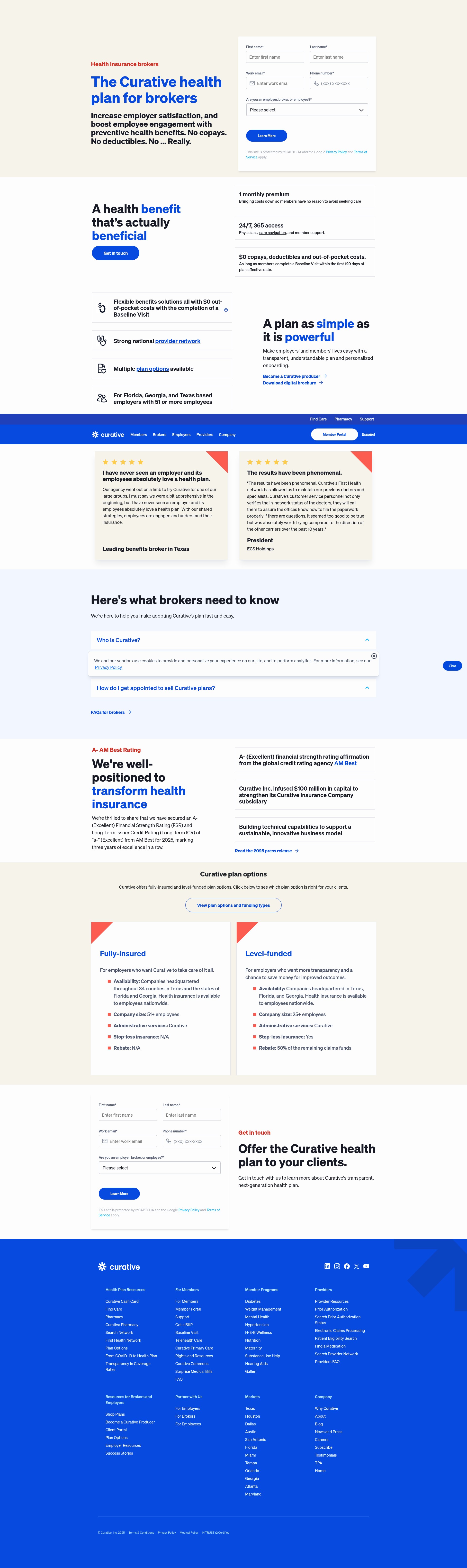 Screenshot of curative.com