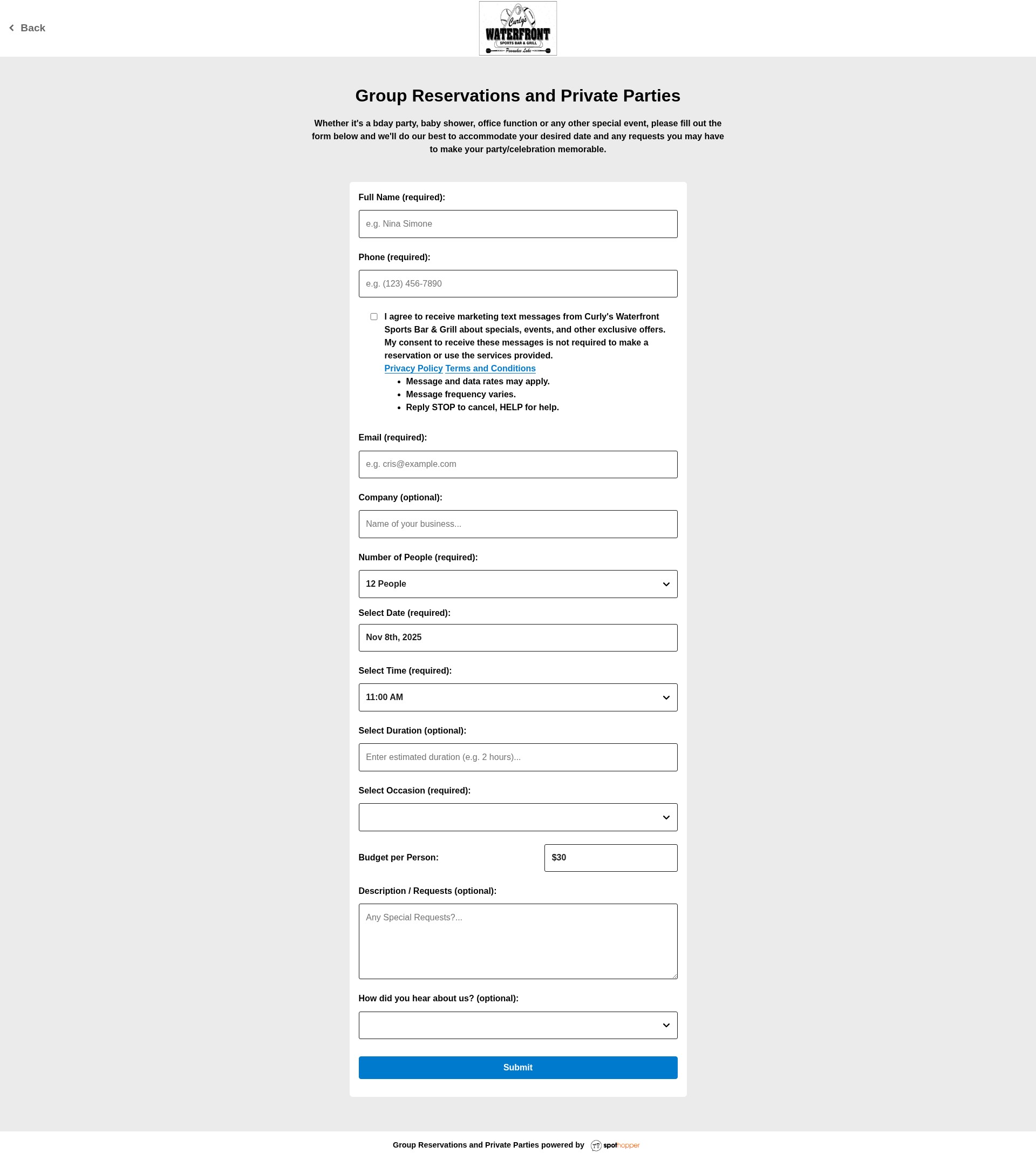 Screenshot of curlyswaterfront.net