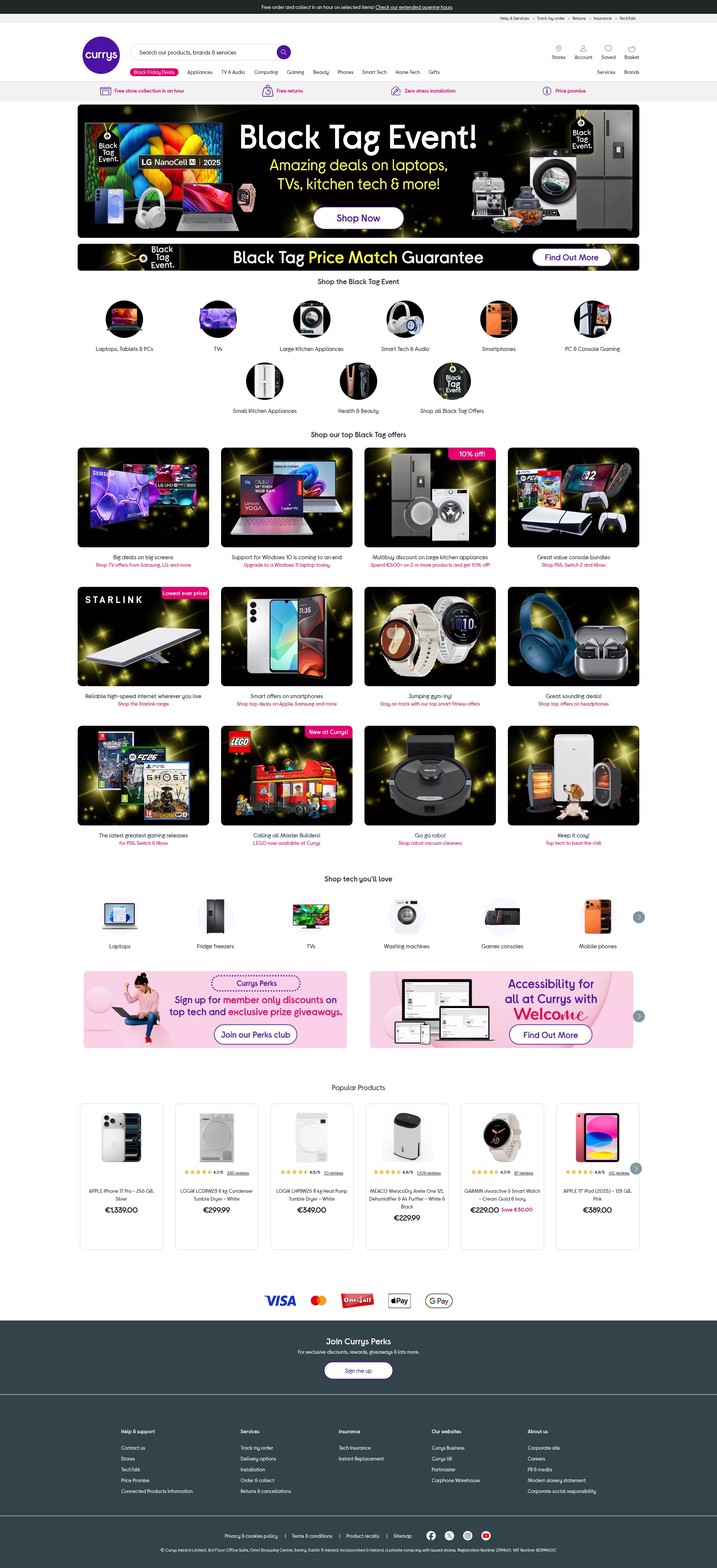 Screenshot of currys.ie