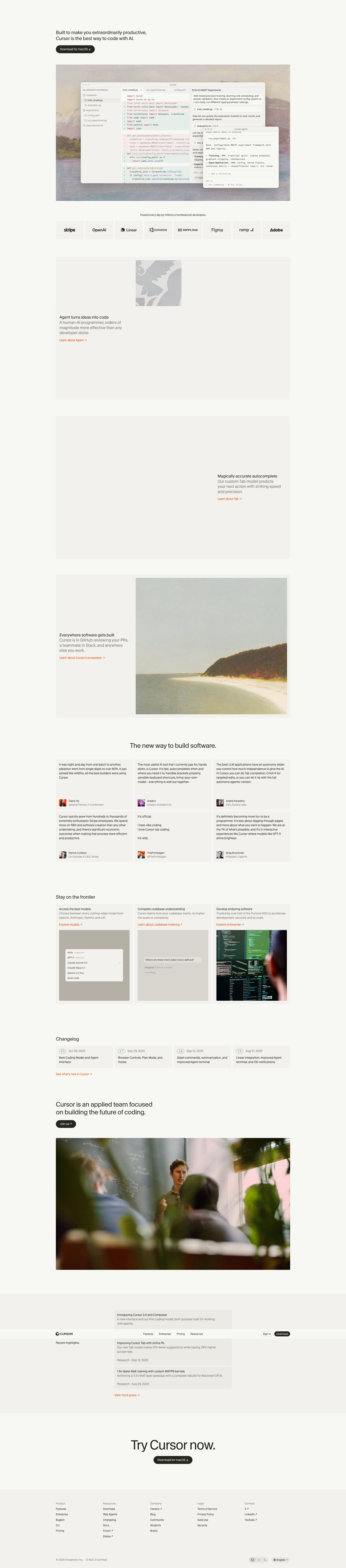 Screenshot of cursor.com