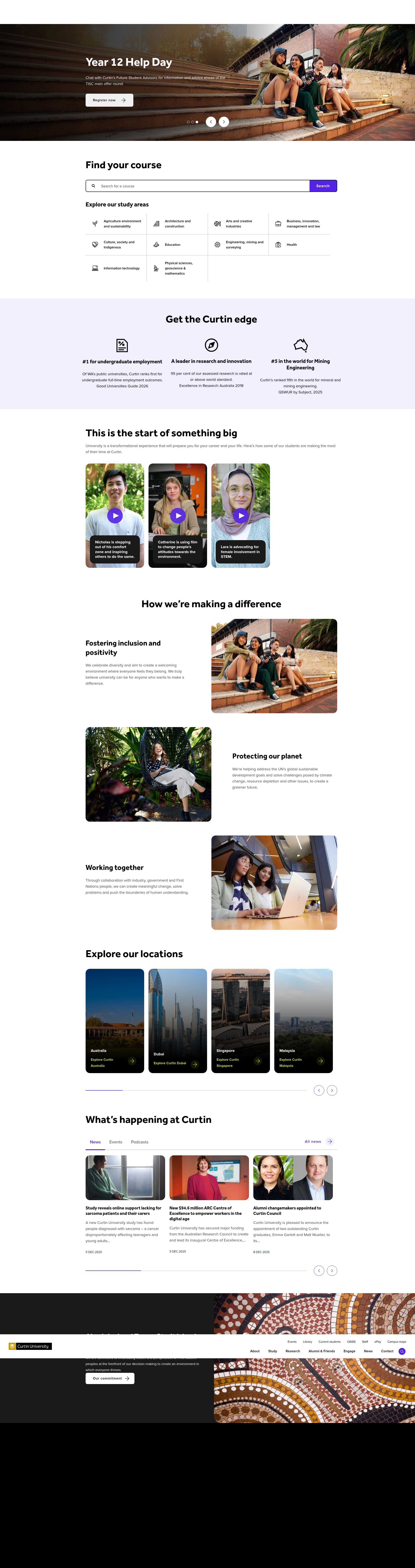 Screenshot of curtin.edu.au