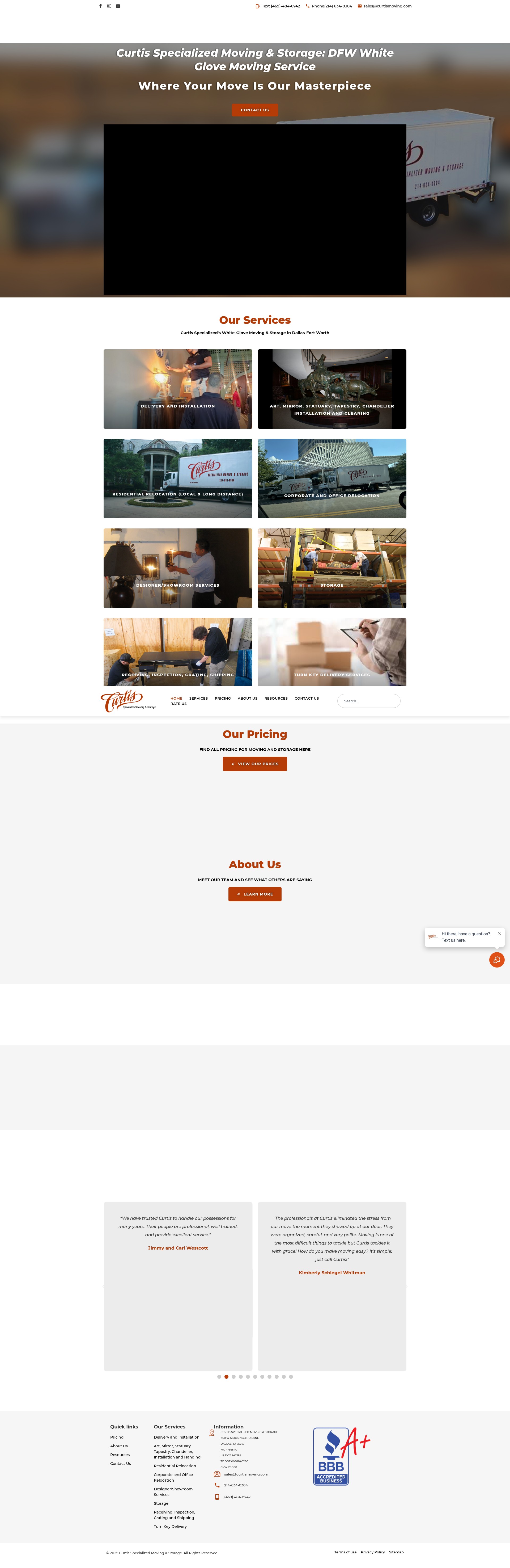 Screenshot of curtismoving.com