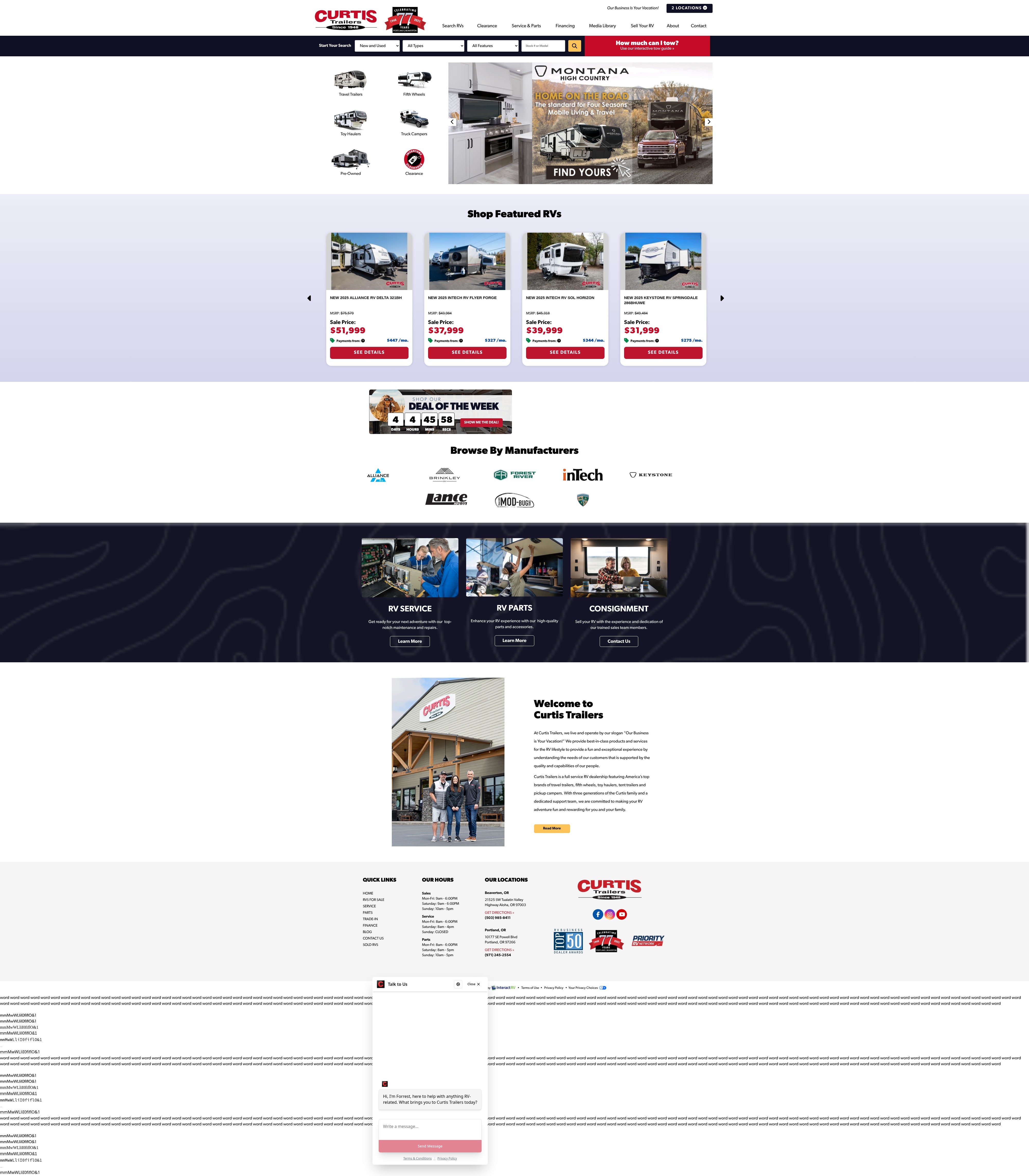 Screenshot of curtistrailers.com