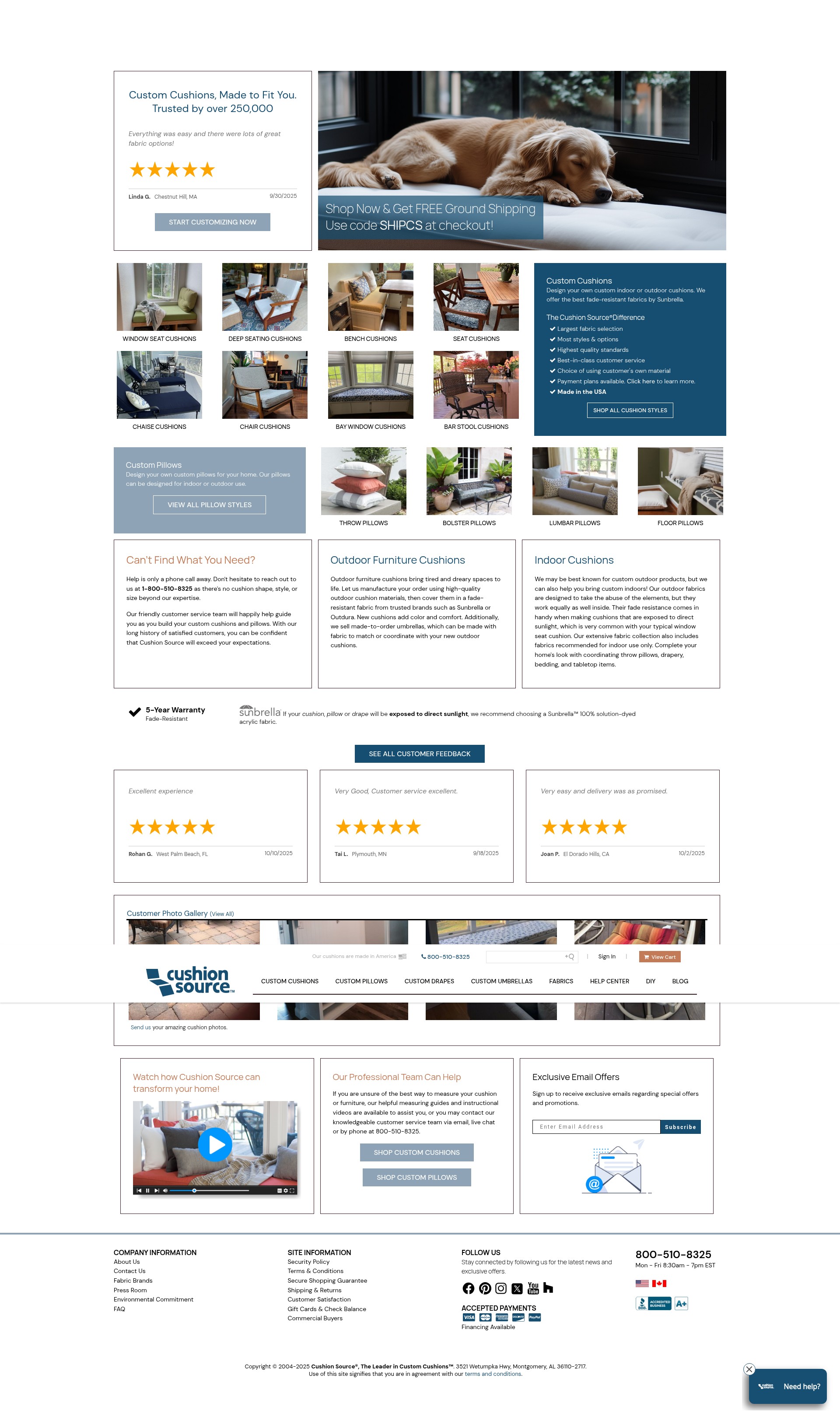 Screenshot of cushionsource.com