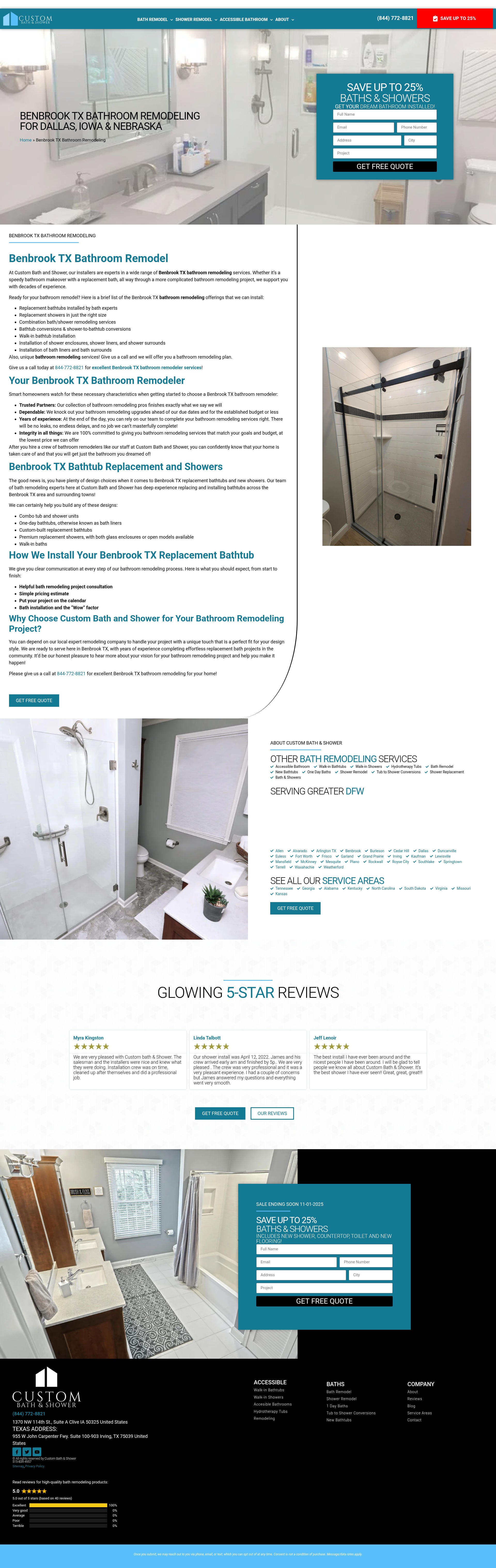 Screenshot of custombathandshower.com