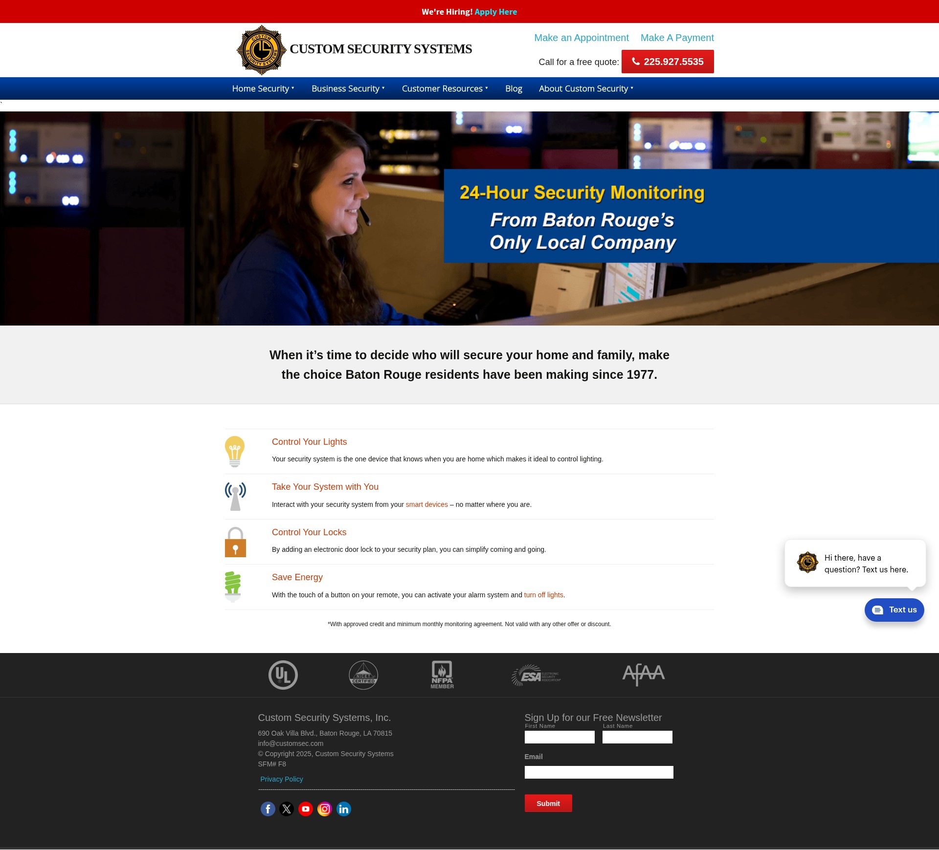 Screenshot of customsecuritysystems.com