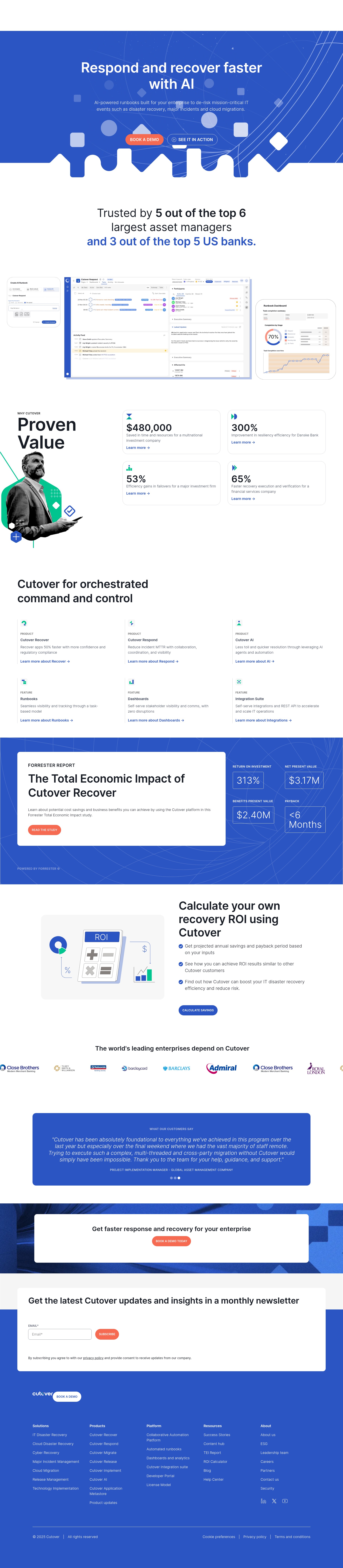 Screenshot of cutover.com