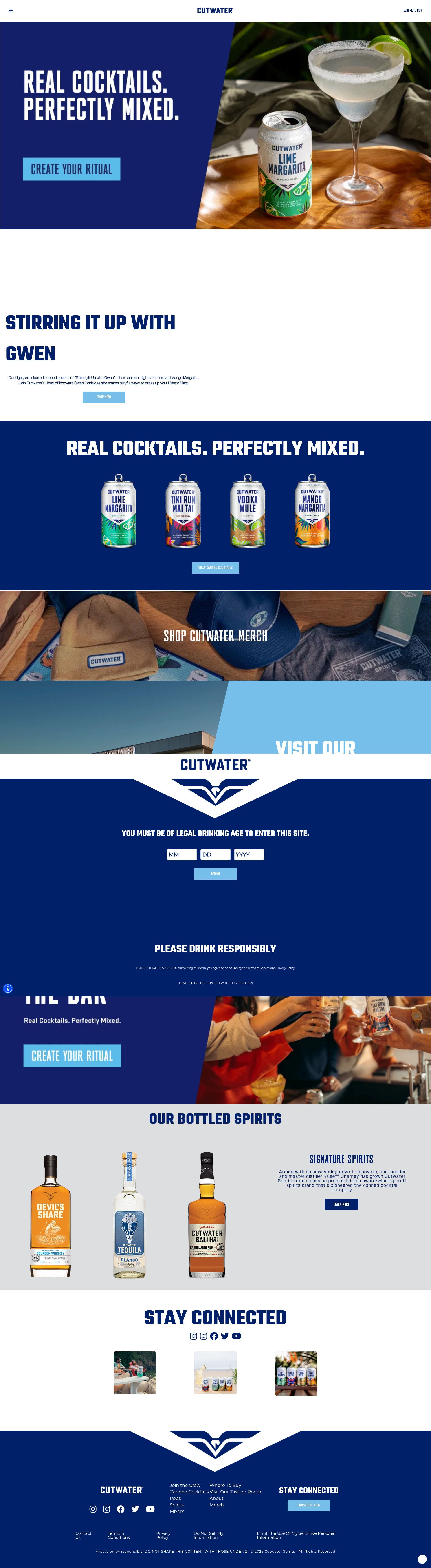 Screenshot of cutwaterspirits.com