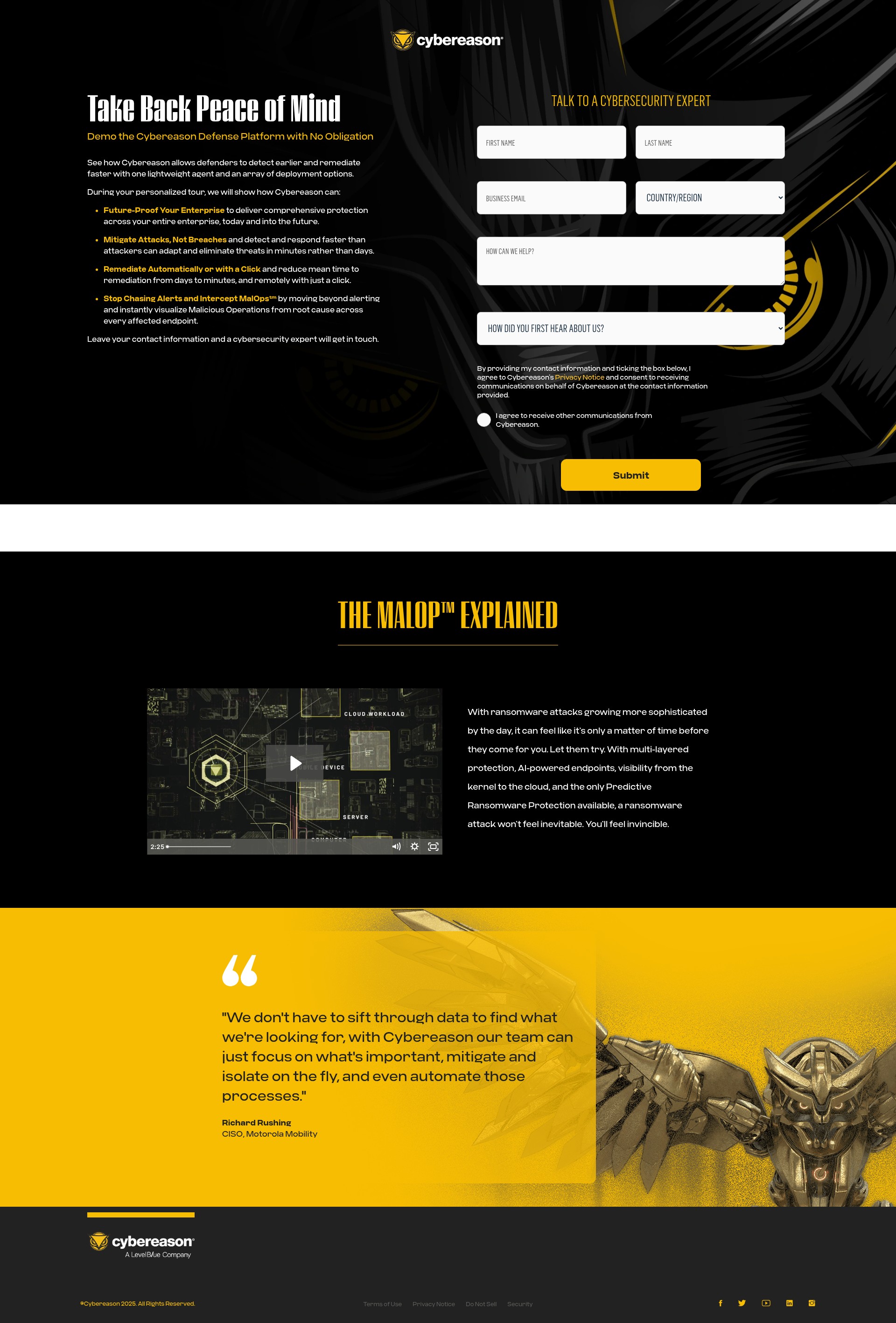 Screenshot of cybereason.com