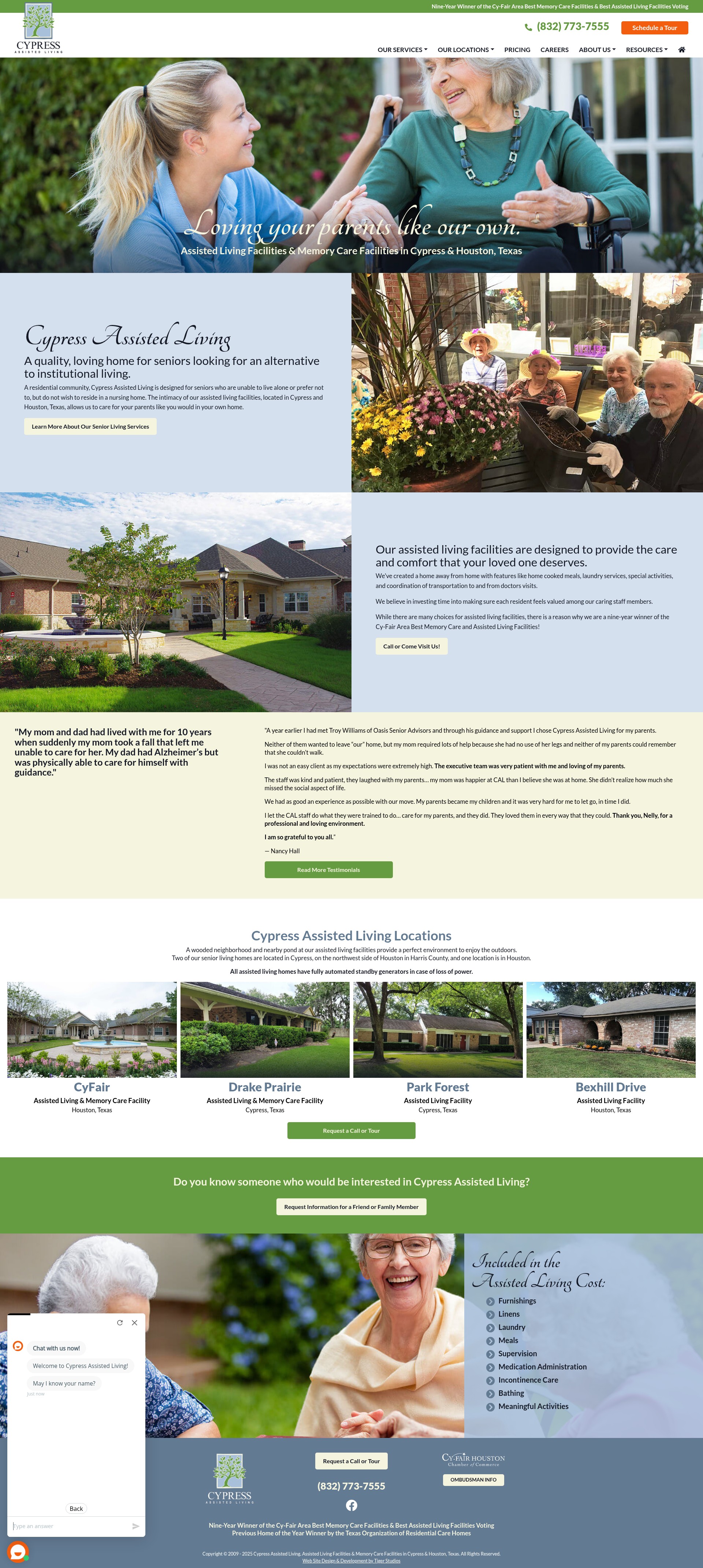 Screenshot of cypressassistedliving.com