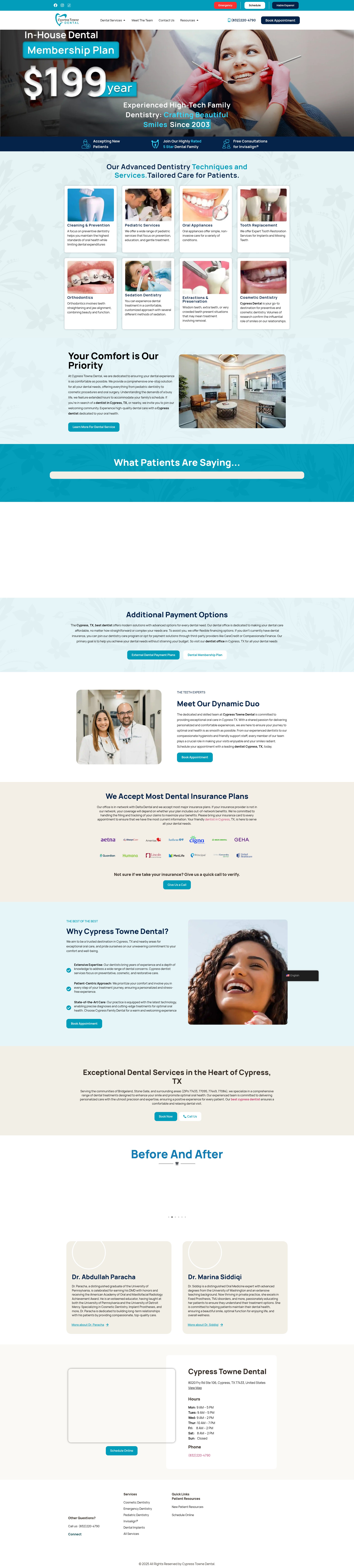 Screenshot of cypresstownedental.com