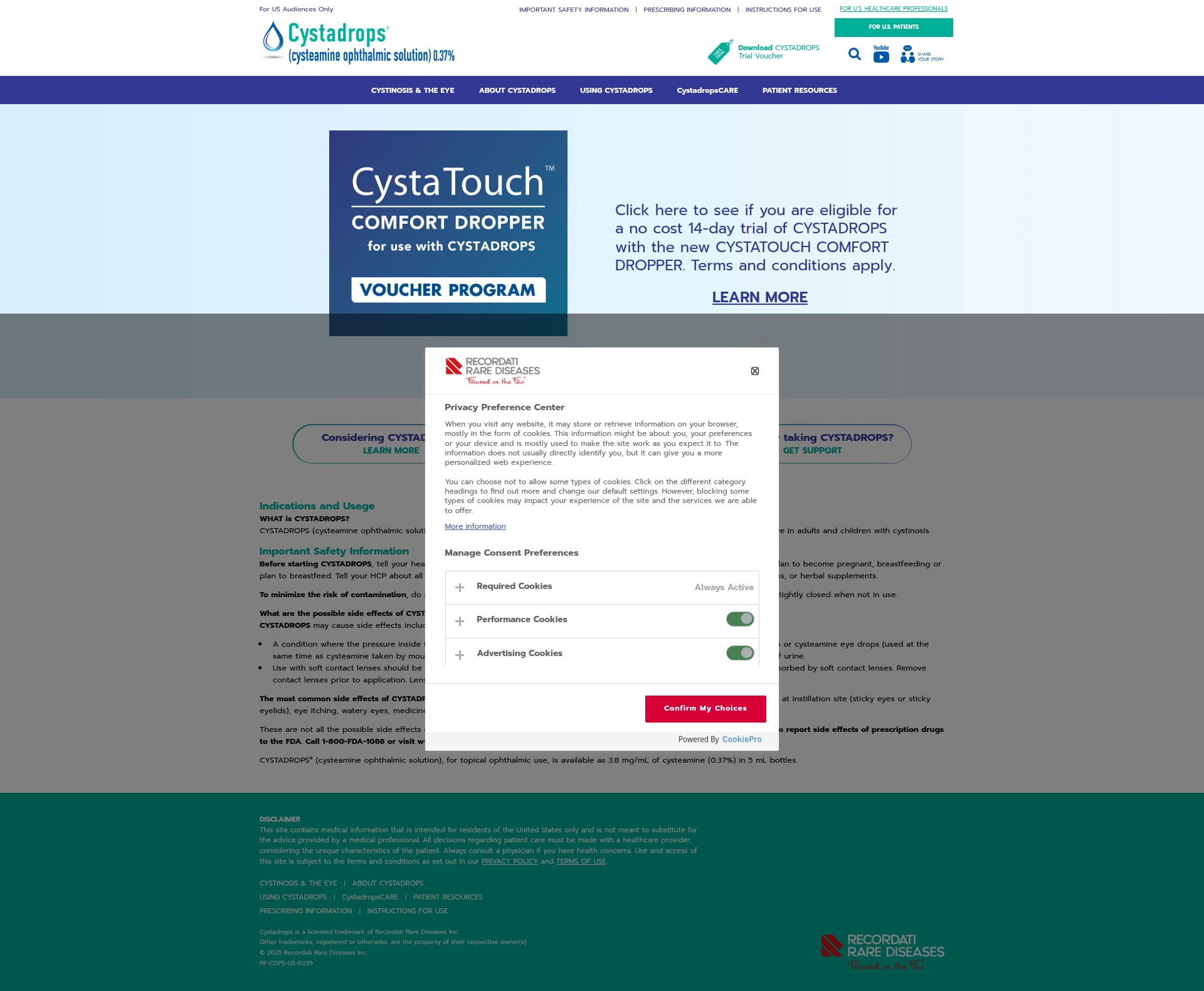 Screenshot of cystadrops.com