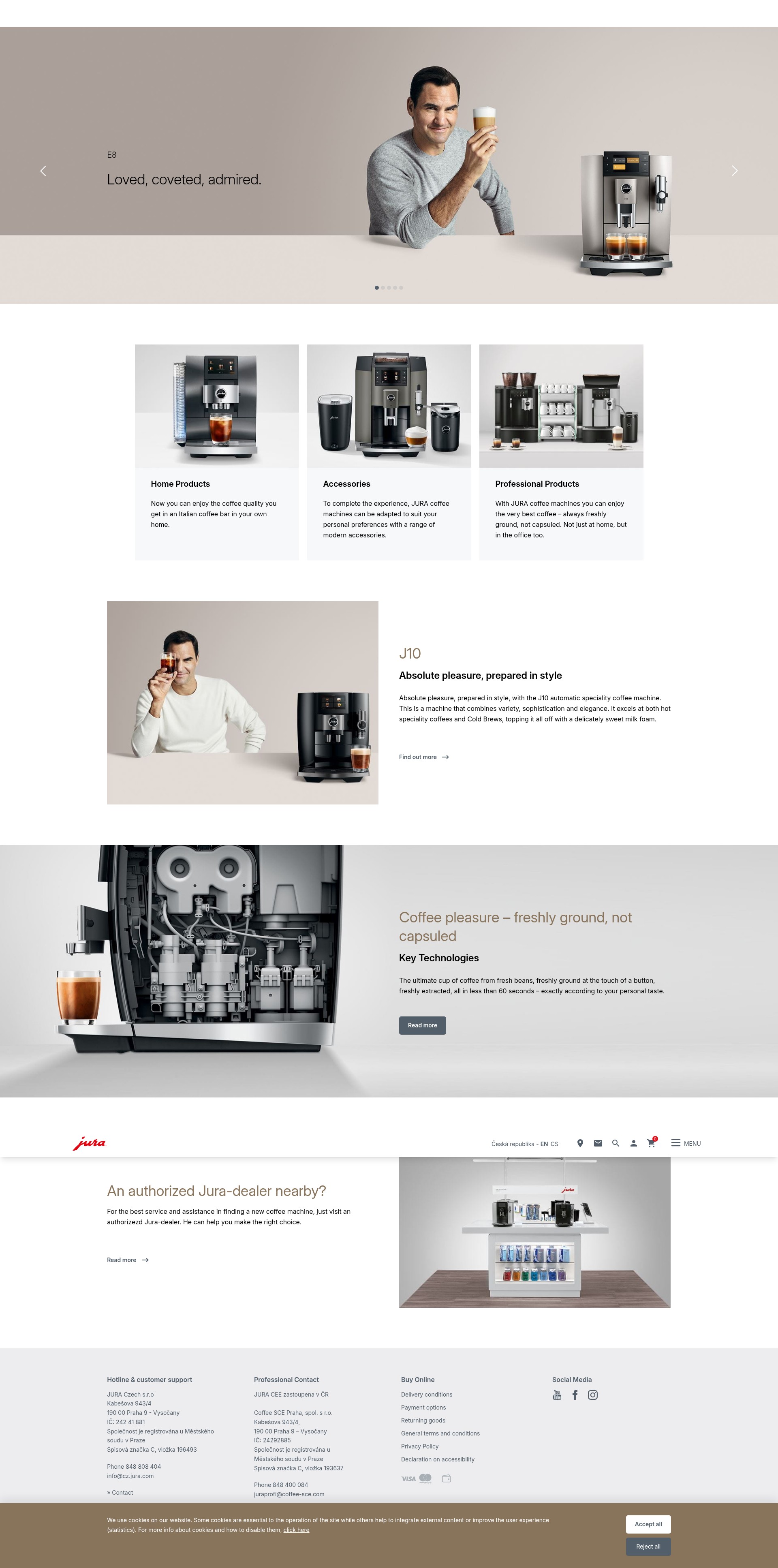 Screenshot of cz.jura.com