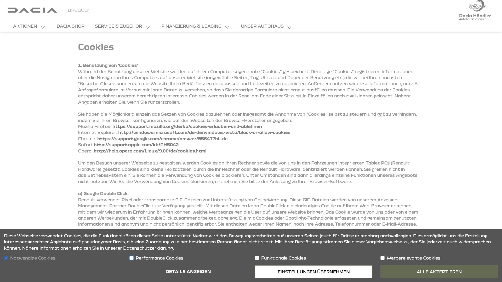 Screenshot of dacia-schouren-kreis-viersen.de