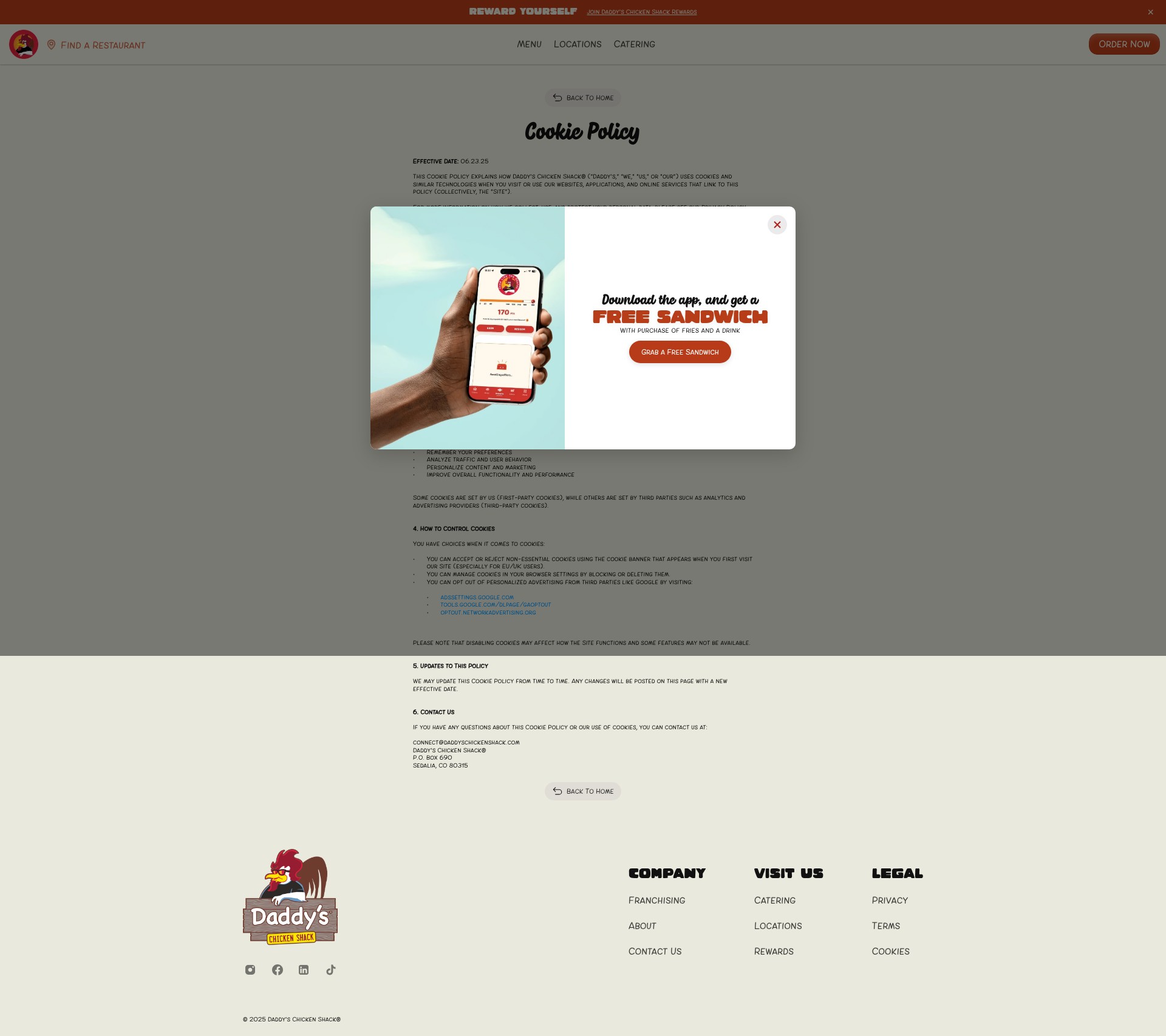 Screenshot of daddyschickenshack.com