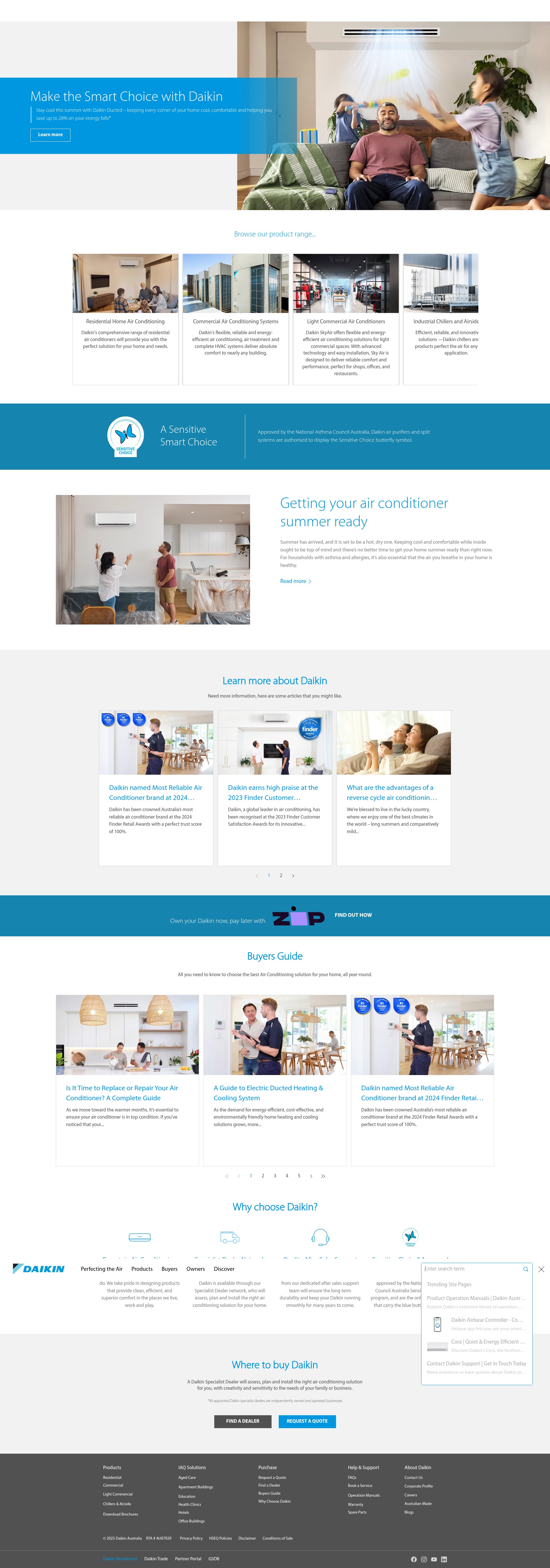 Screenshot of daikin.com.au