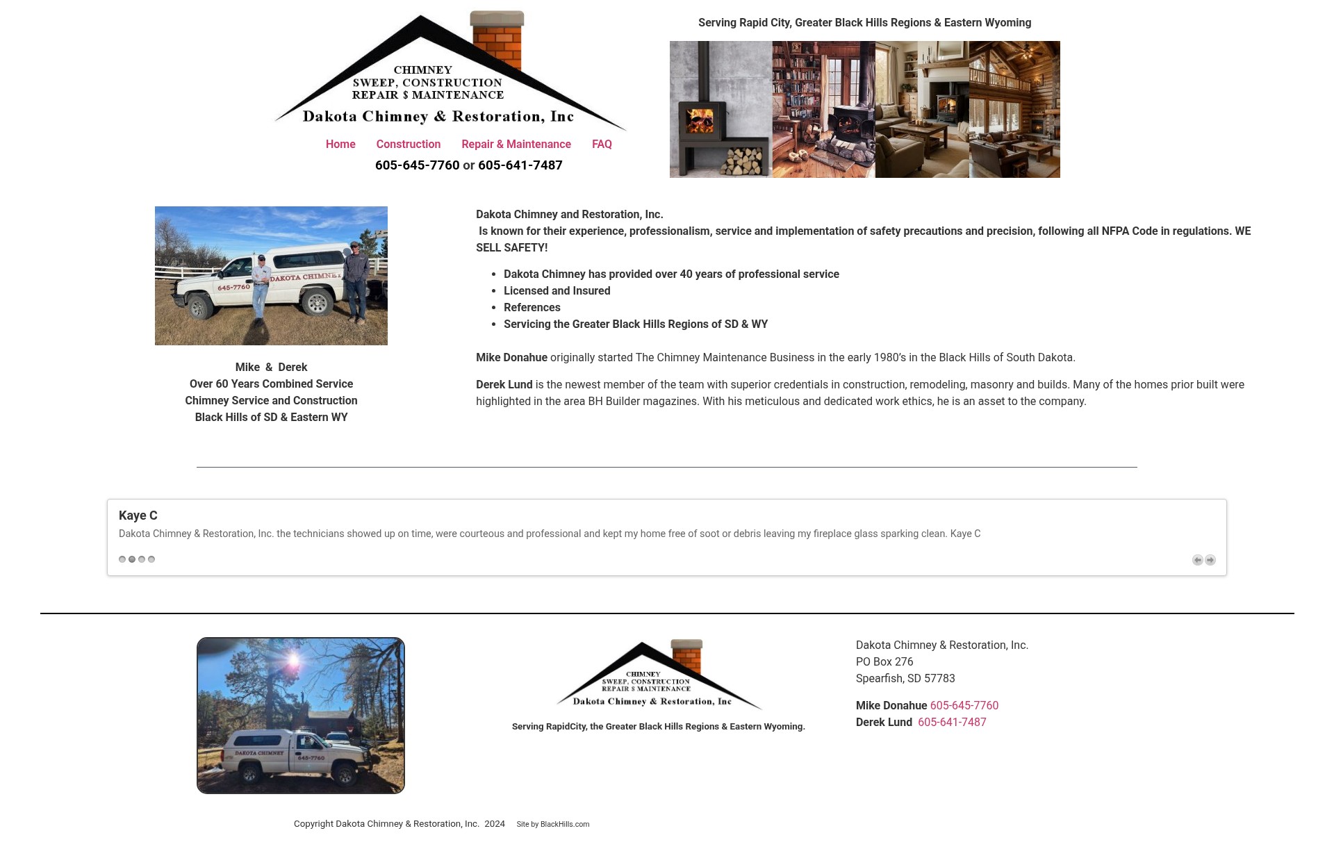 Screenshot of dakotachimney.com
