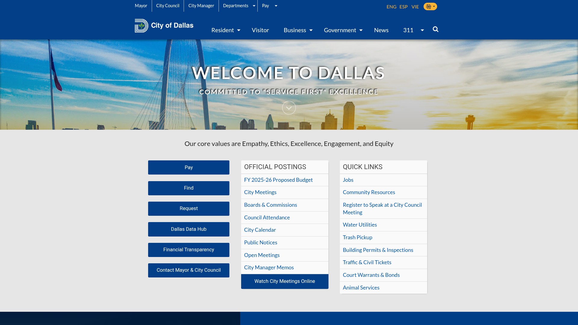 Screenshot of dallascityhall.com
