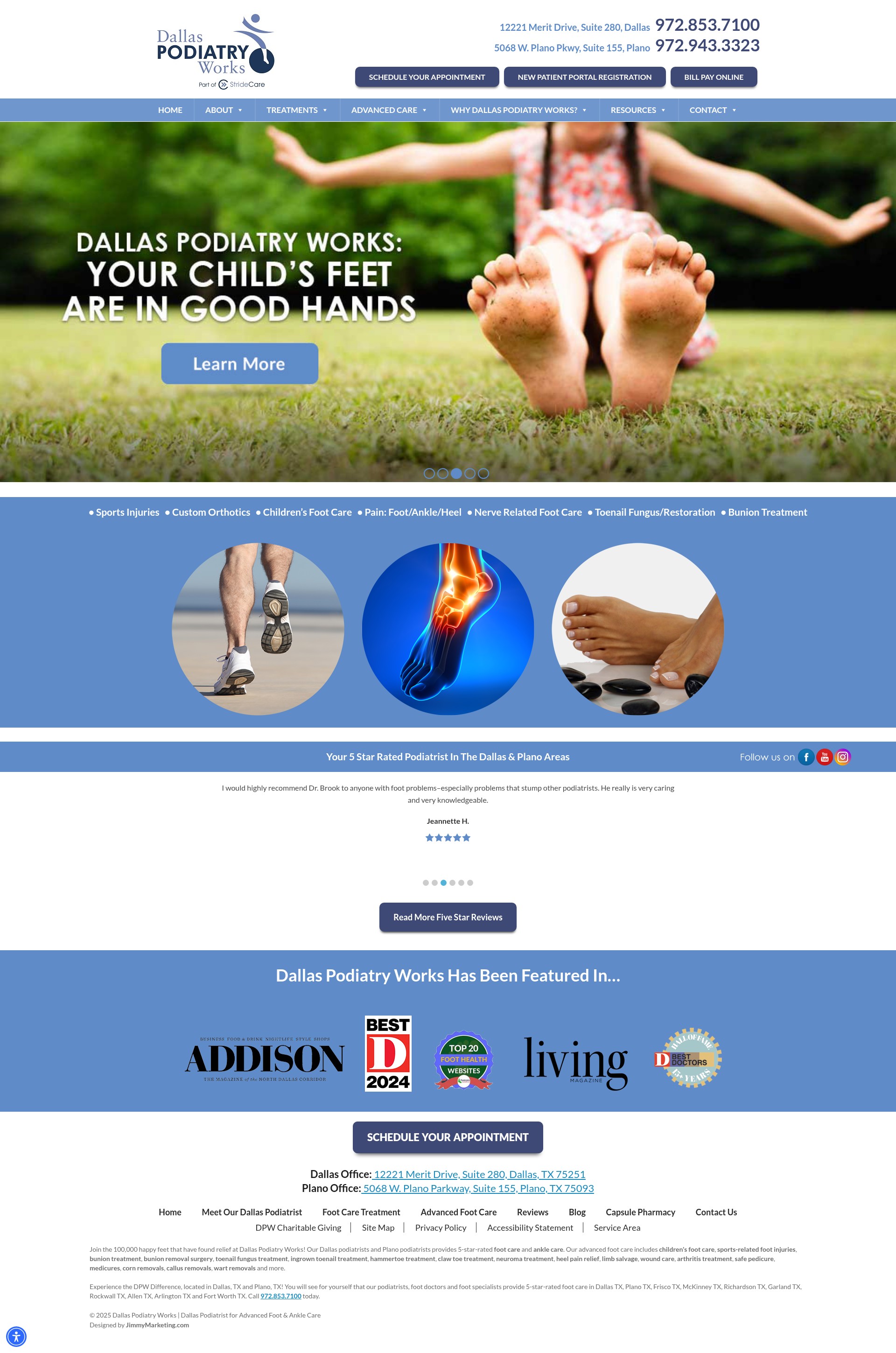 Screenshot of dallaspodiatryworks.com