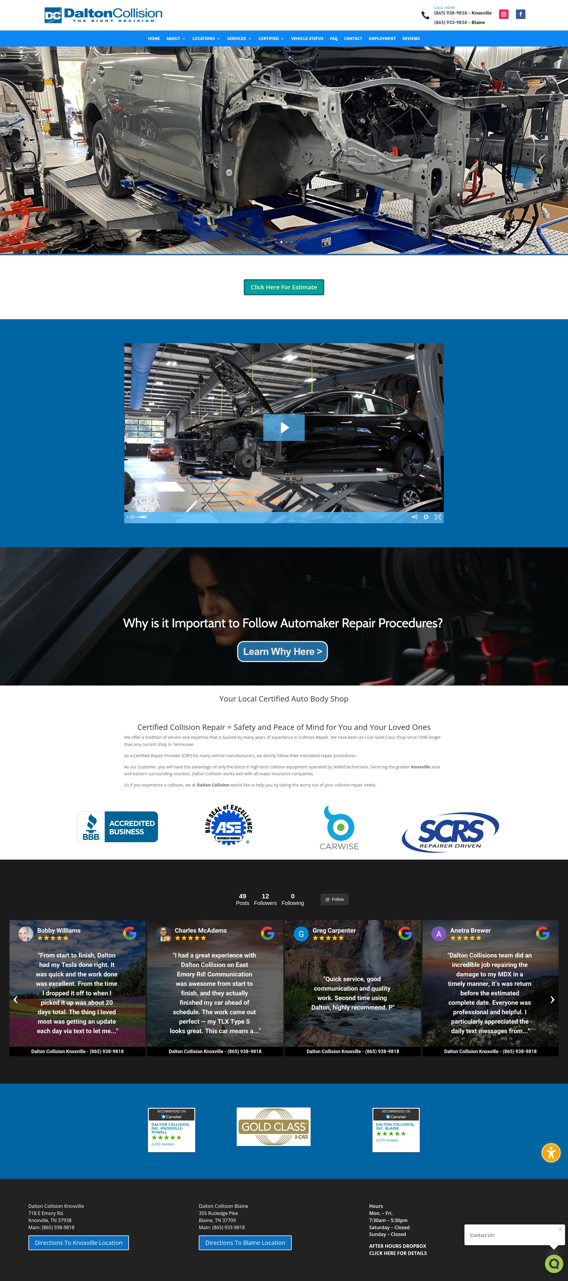 Screenshot of daltoncollision.com