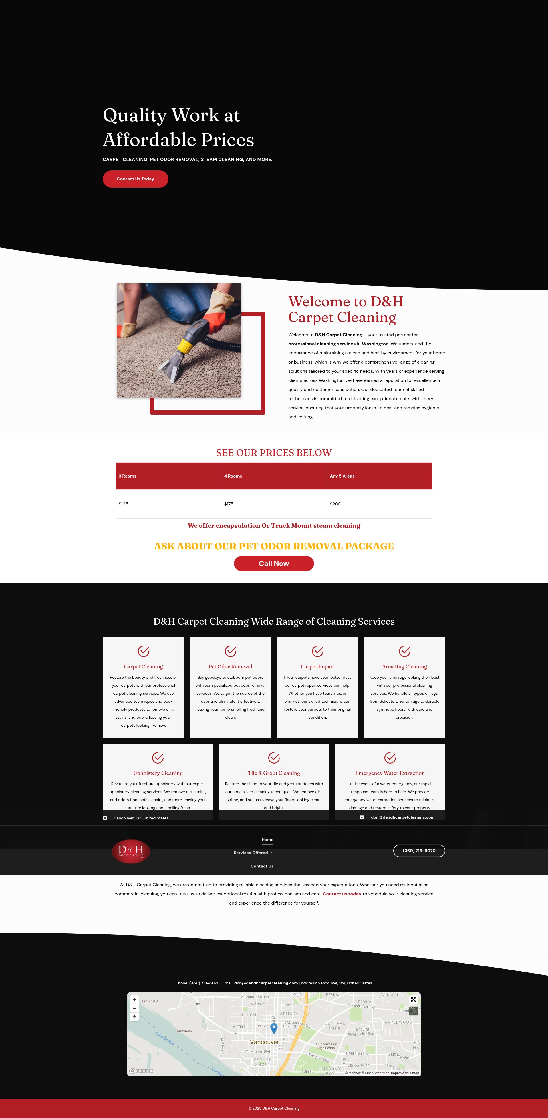 Screenshot of dandhcarpetcleaning.com
