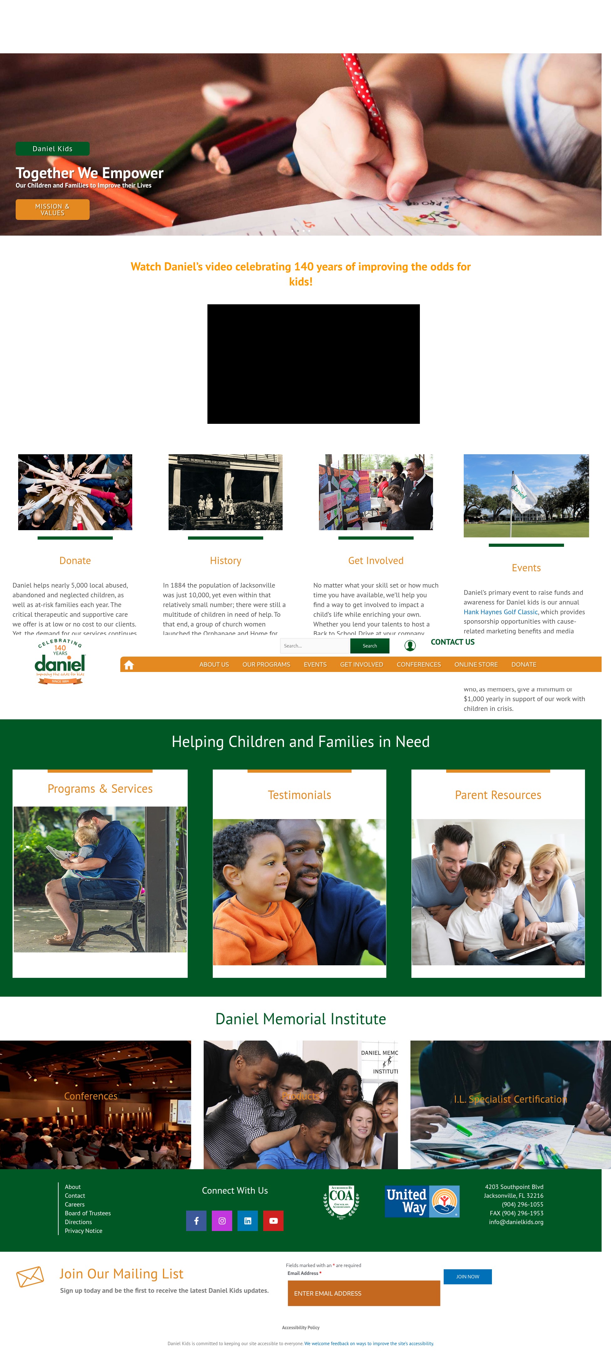 Screenshot of danielkids.org
