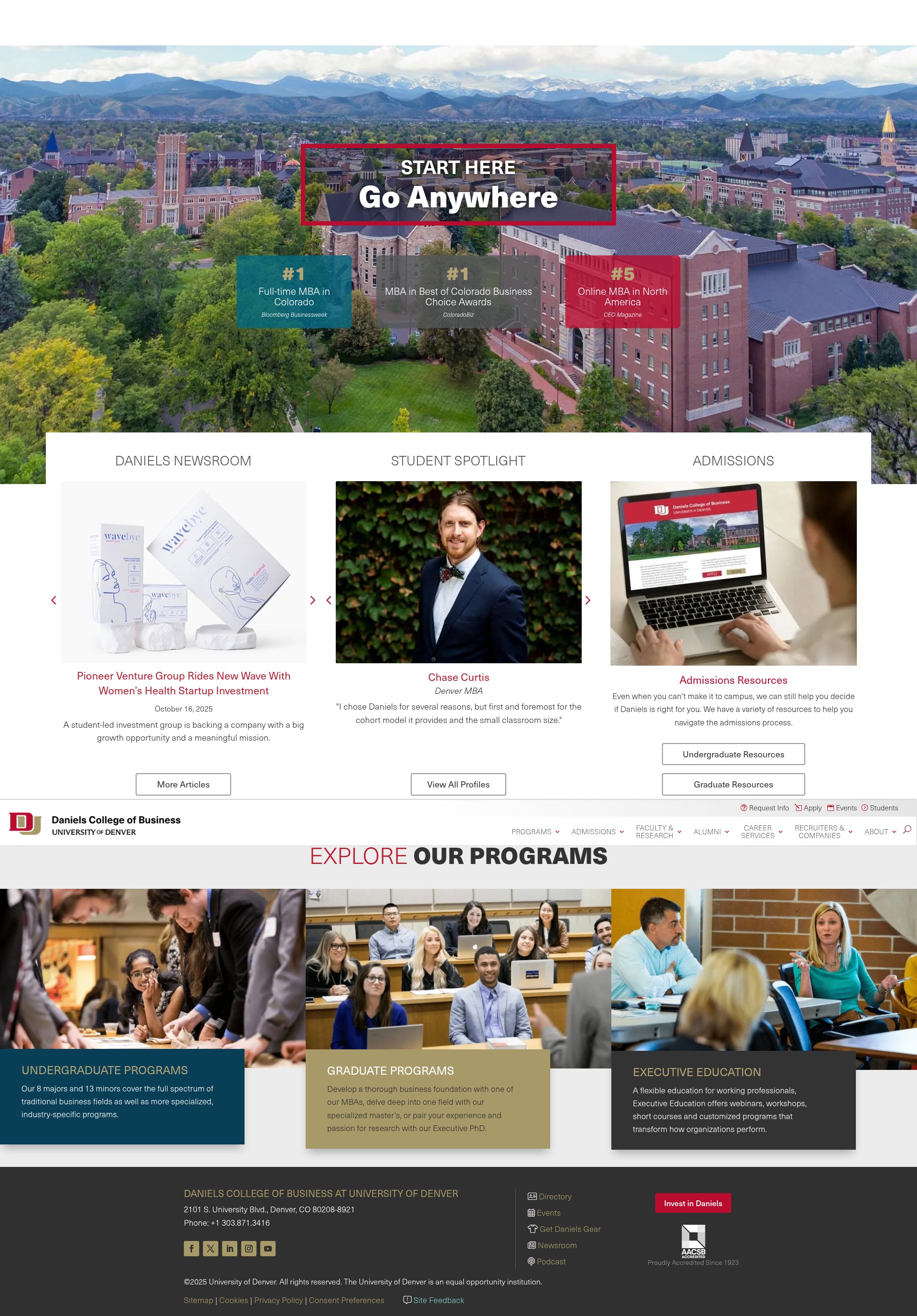 Screenshot of daniels.du.edu