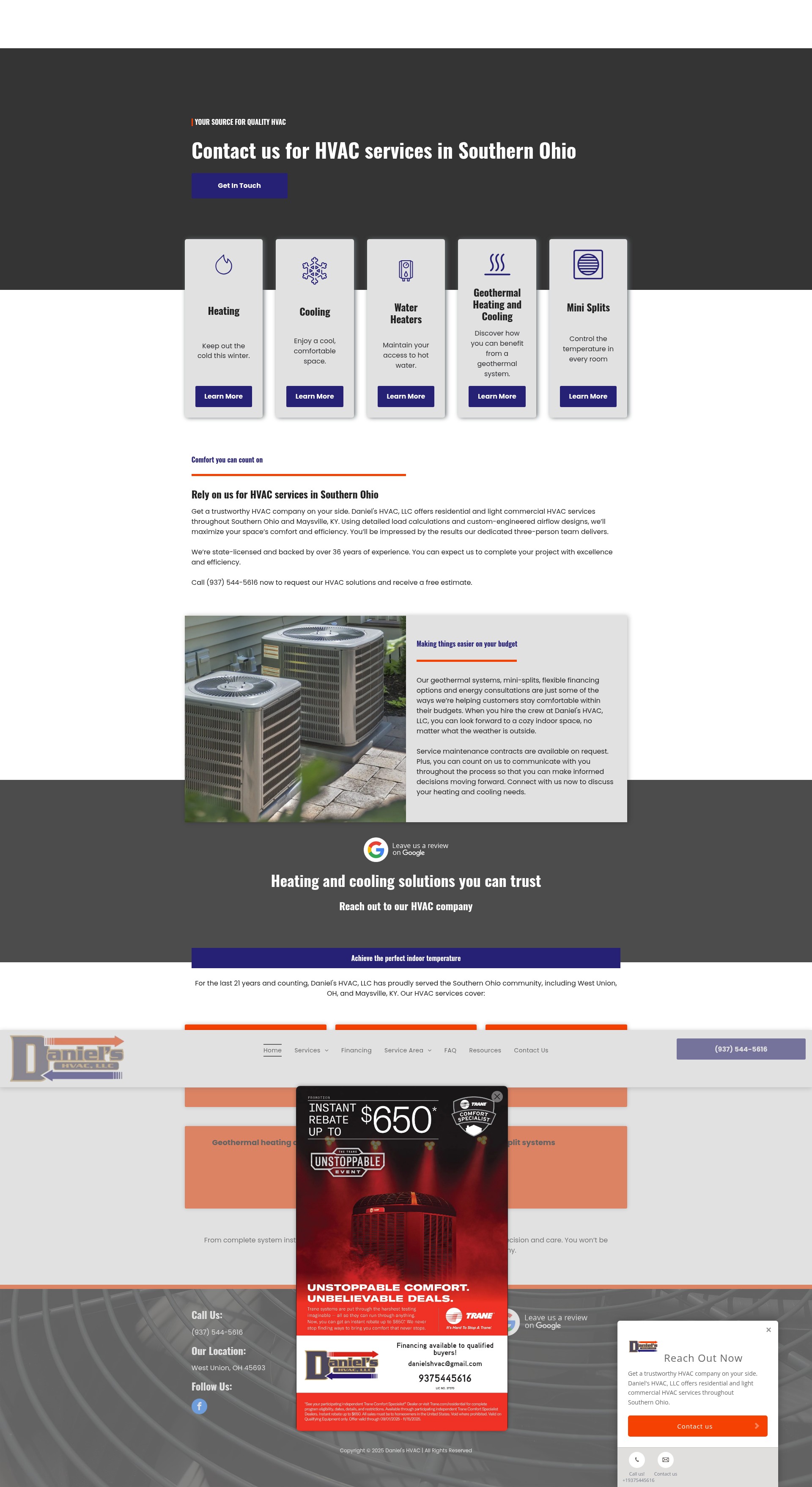 Screenshot of danielshvacgeo.com