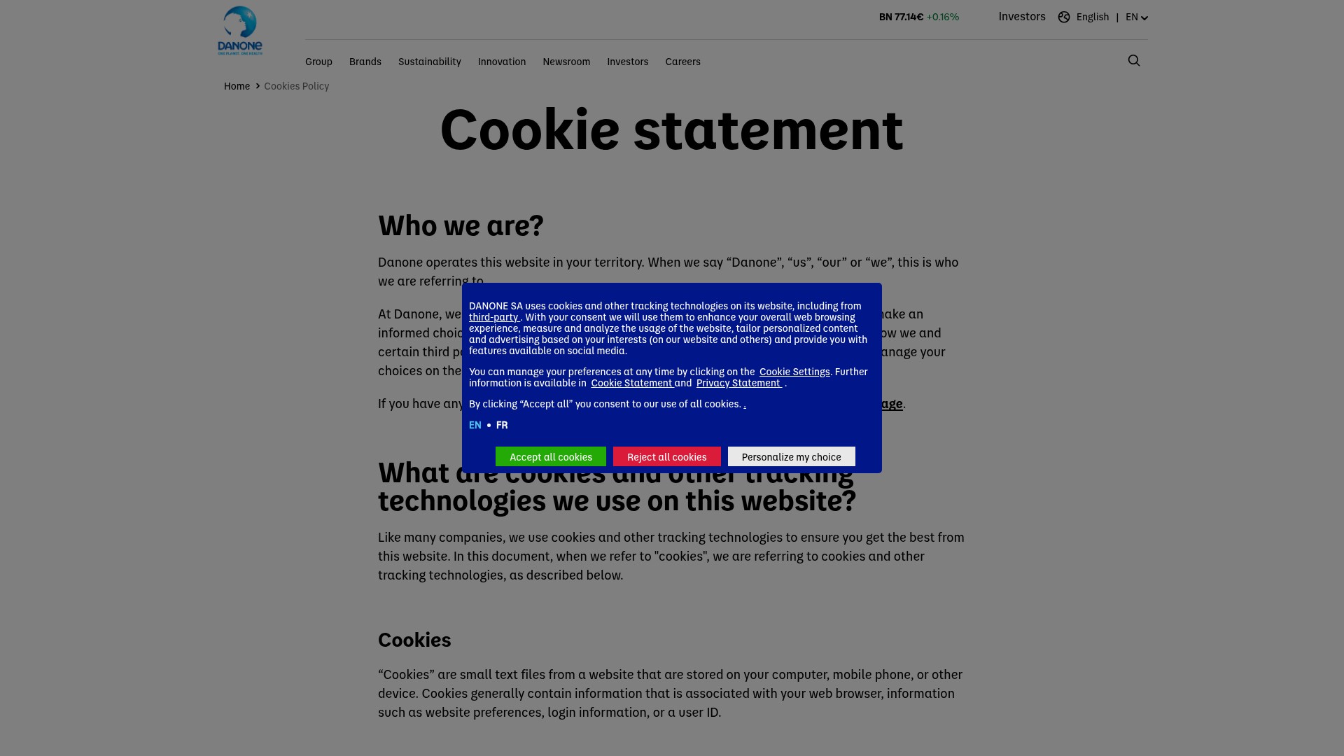 Screenshot of danone.com