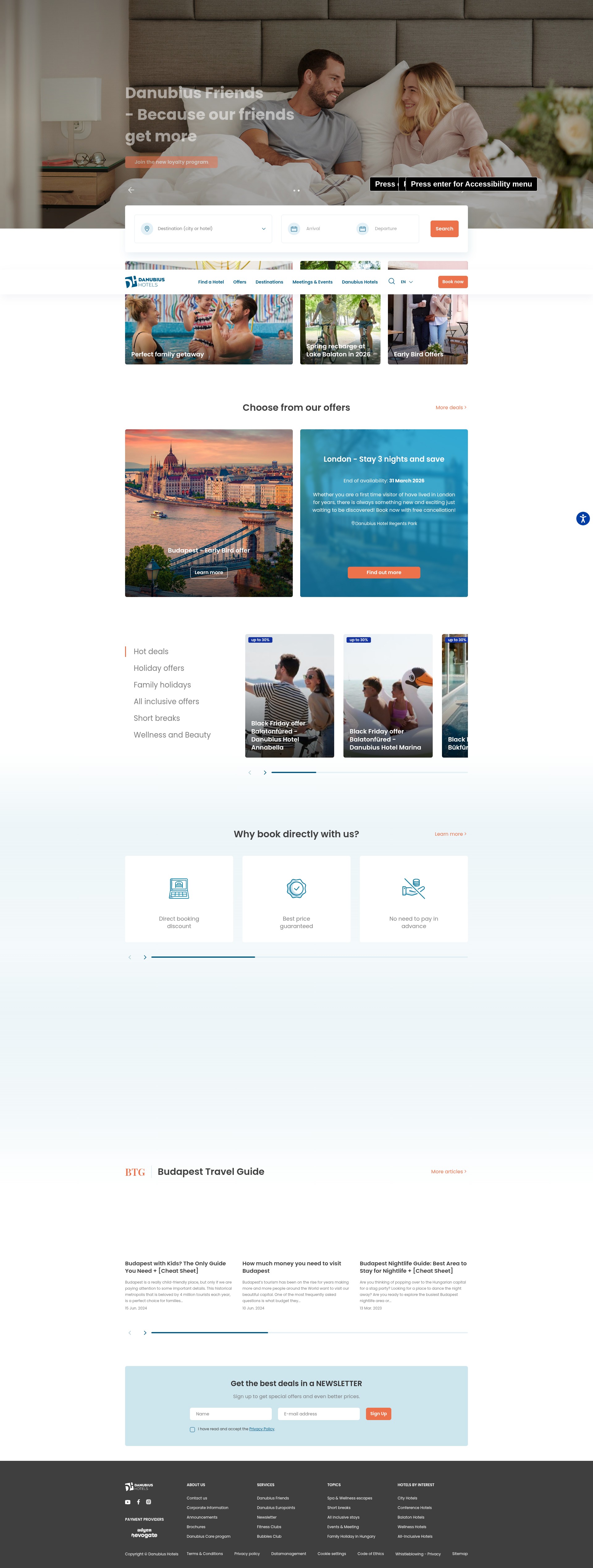 Screenshot of danubiushotels.com