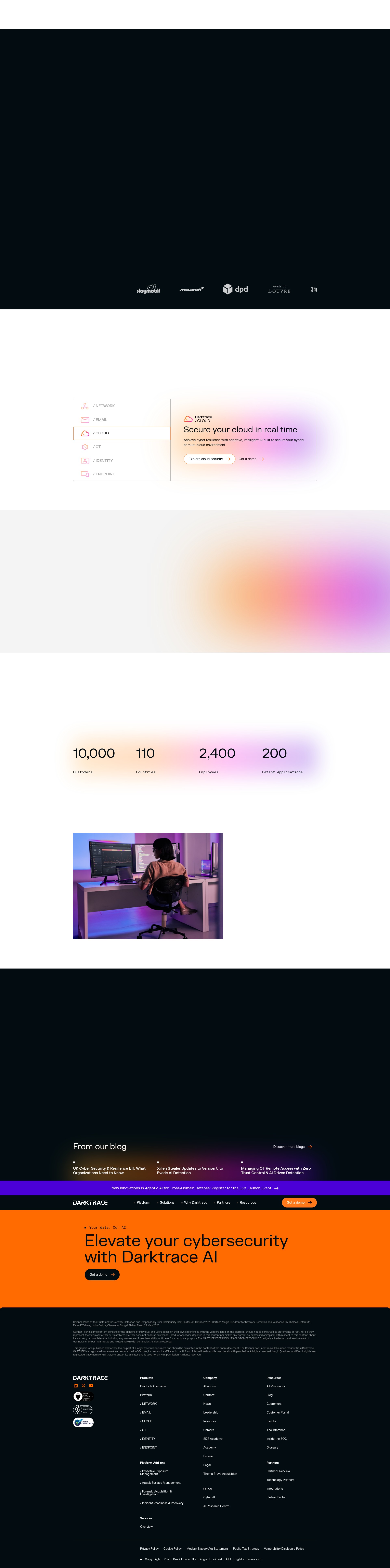 Screenshot of darktrace.com
