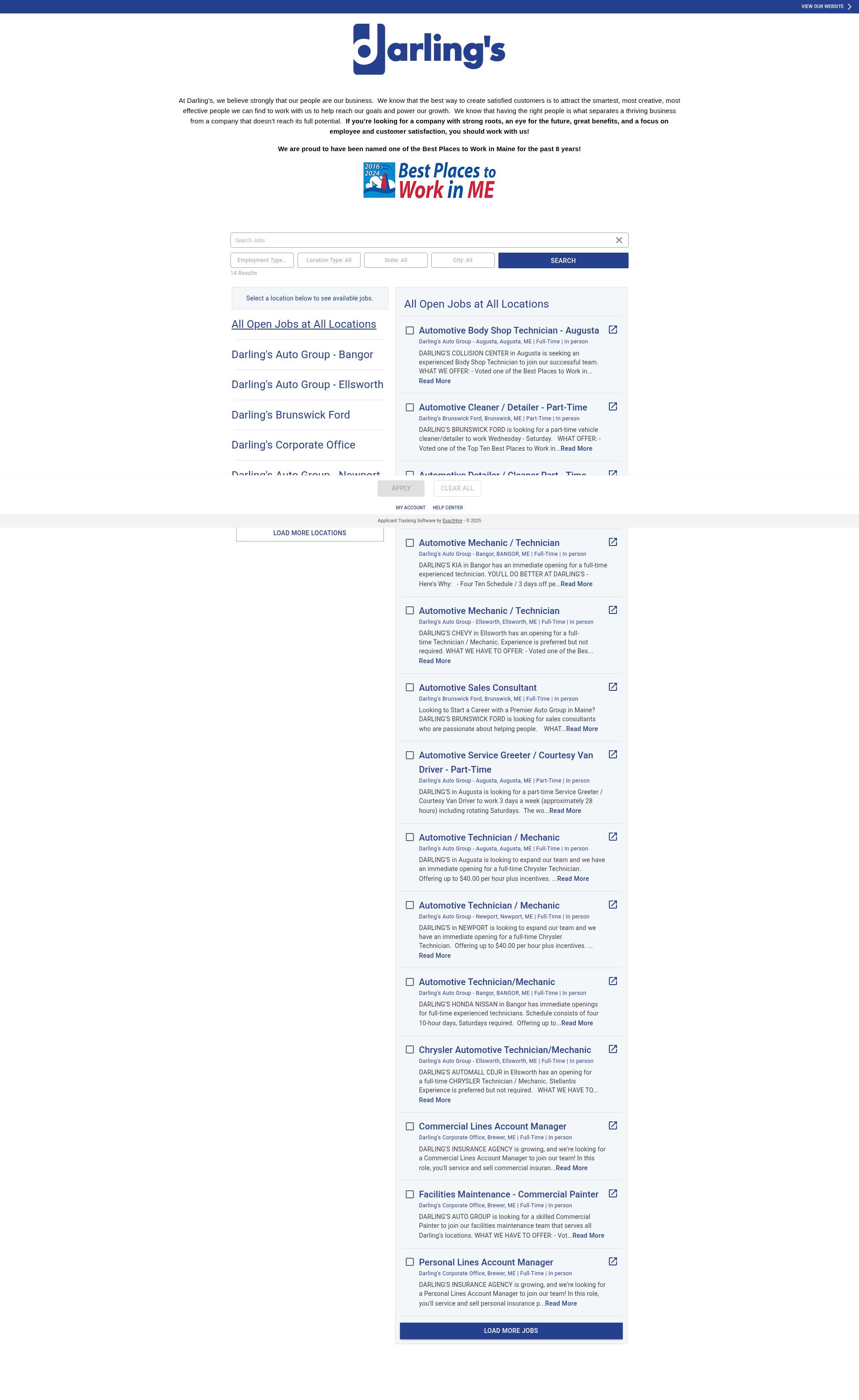 Screenshot of darlings.exacthire.com