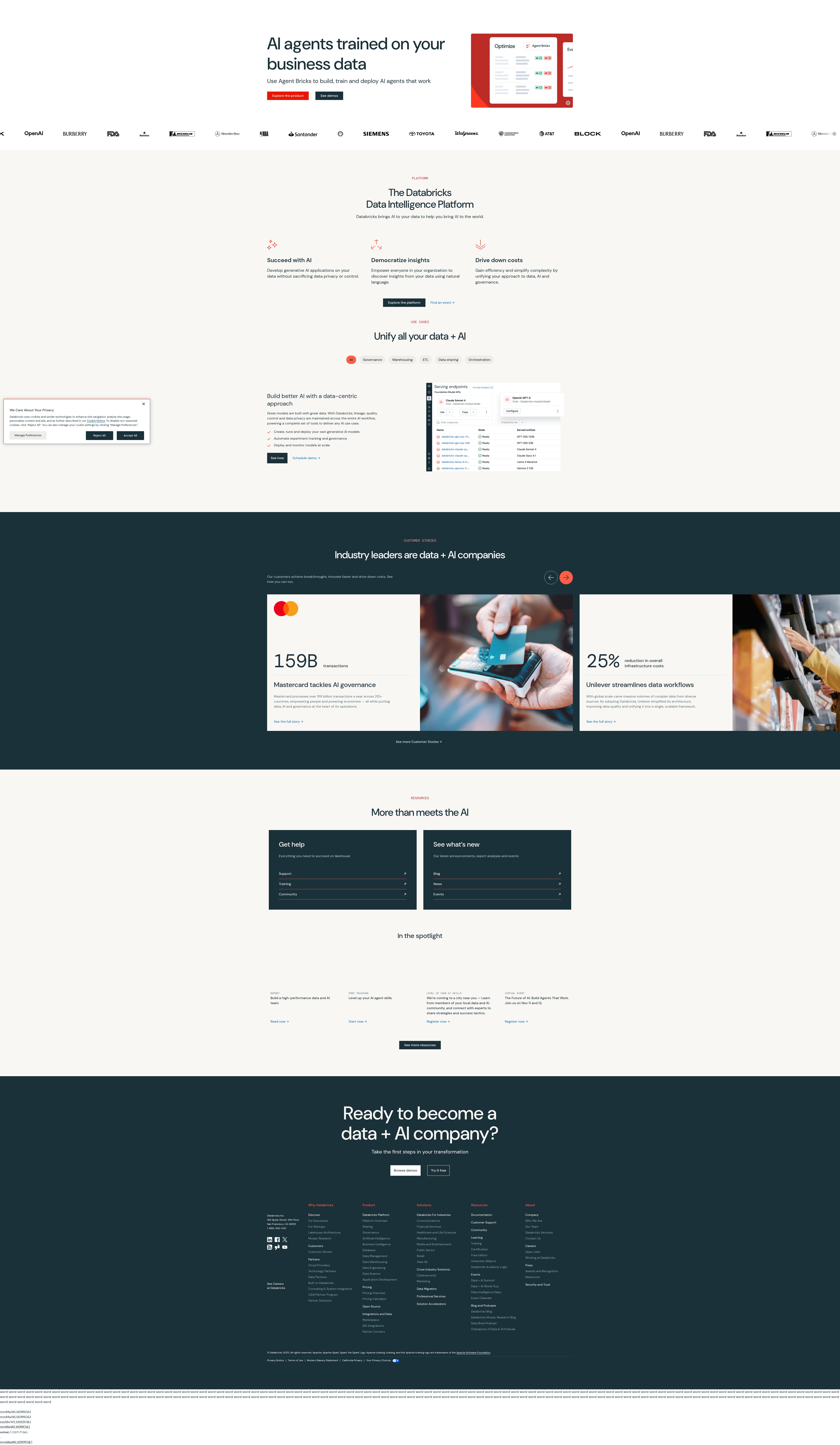 Screenshot of databricks.com
