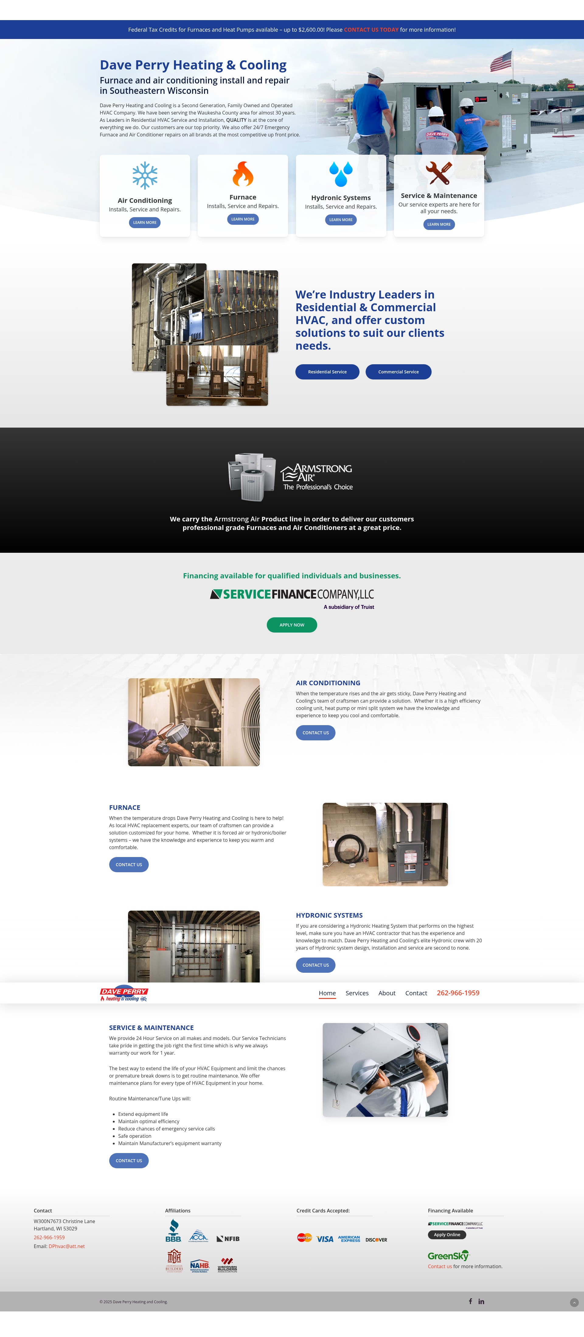 Screenshot of daveperryheatingandcooling.com