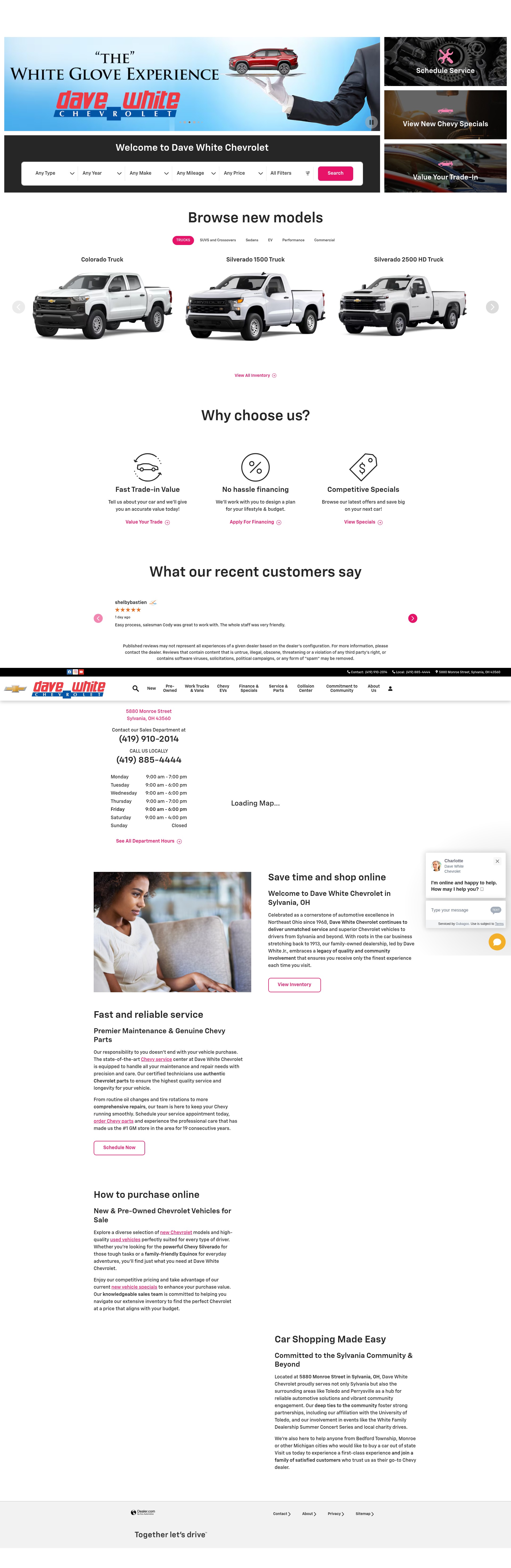 Screenshot of davewhitechevy.com