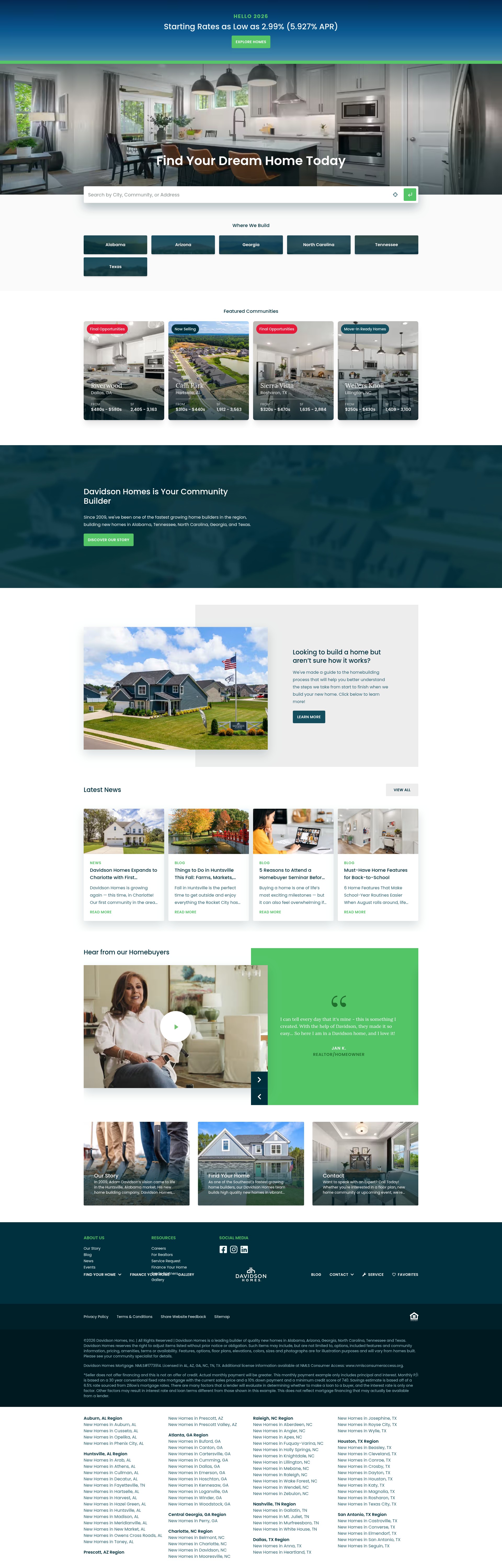 Screenshot of davidsonhomes.com