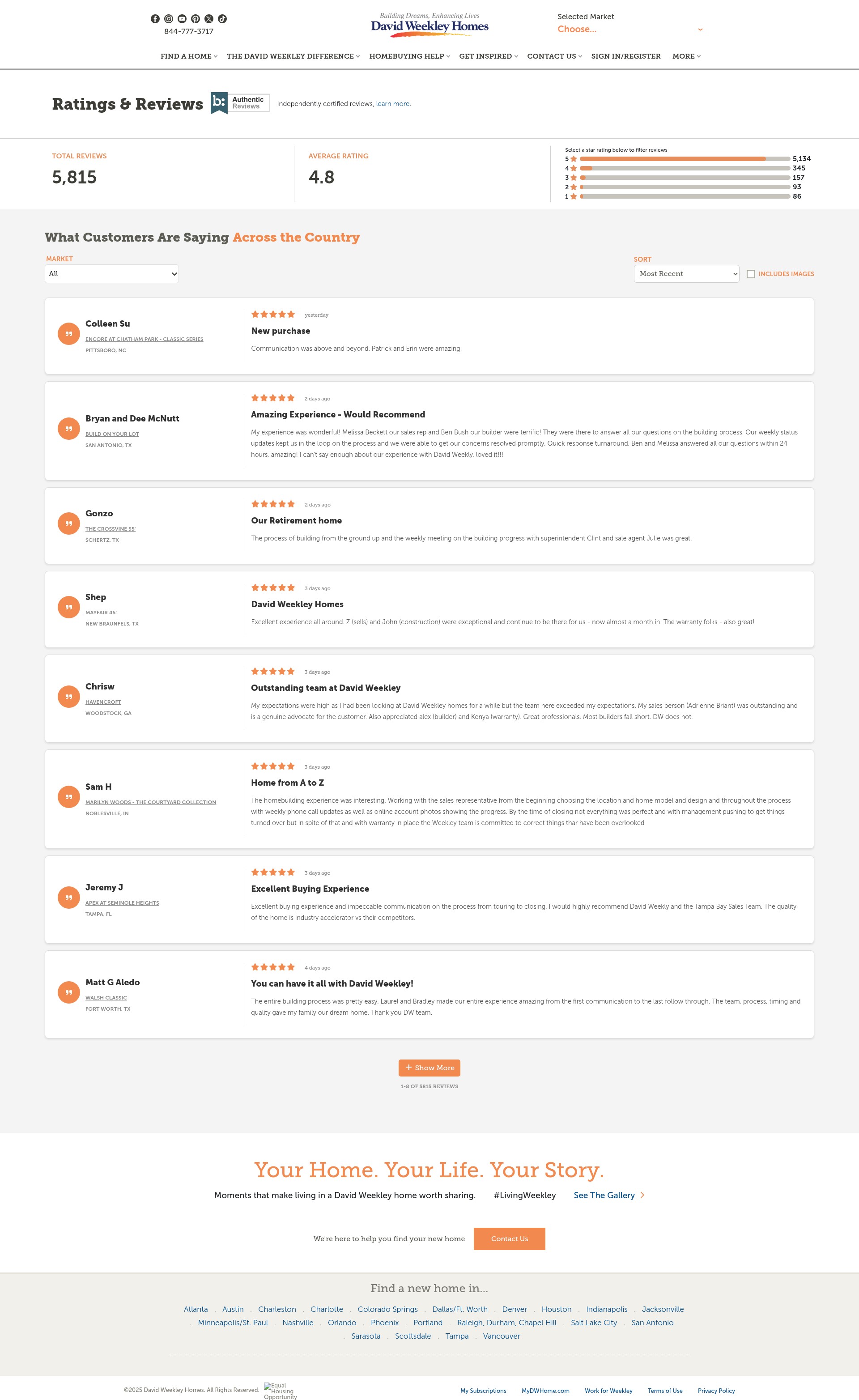 Screenshot of davidweekleyhomes.com