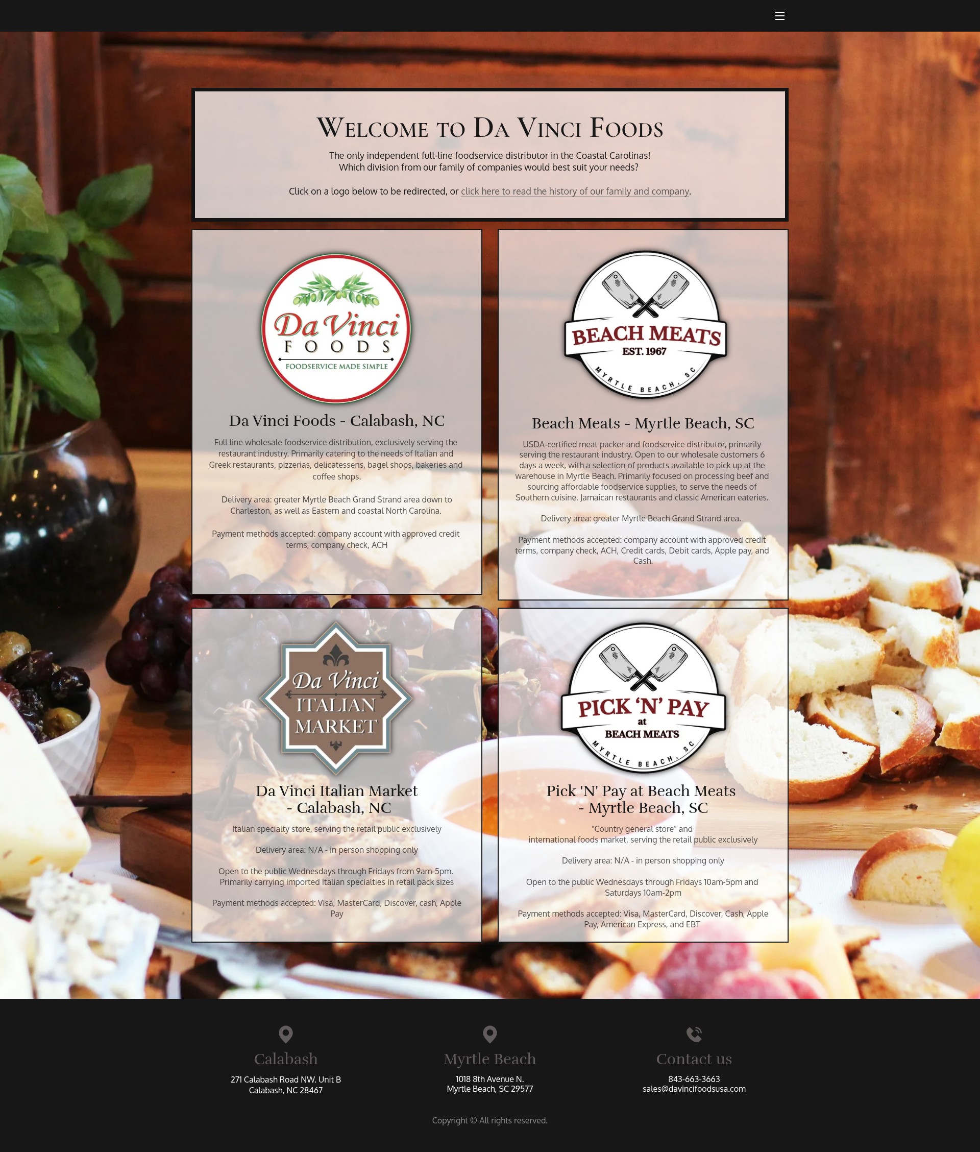 Screenshot of davincifoodsusa.com