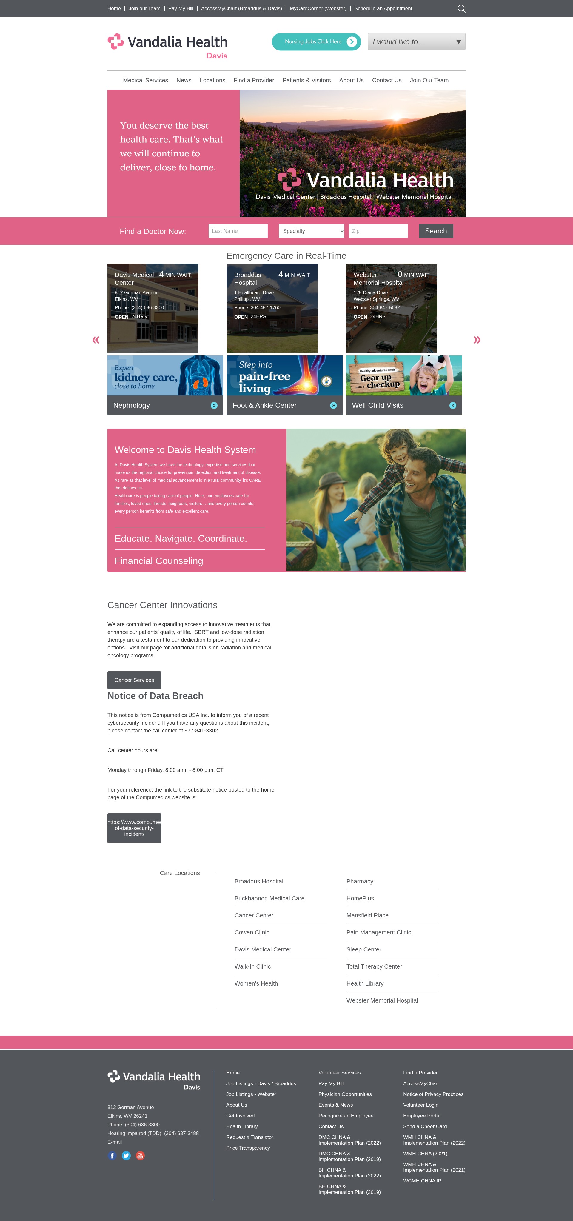 Screenshot of davishealthsystem.org
