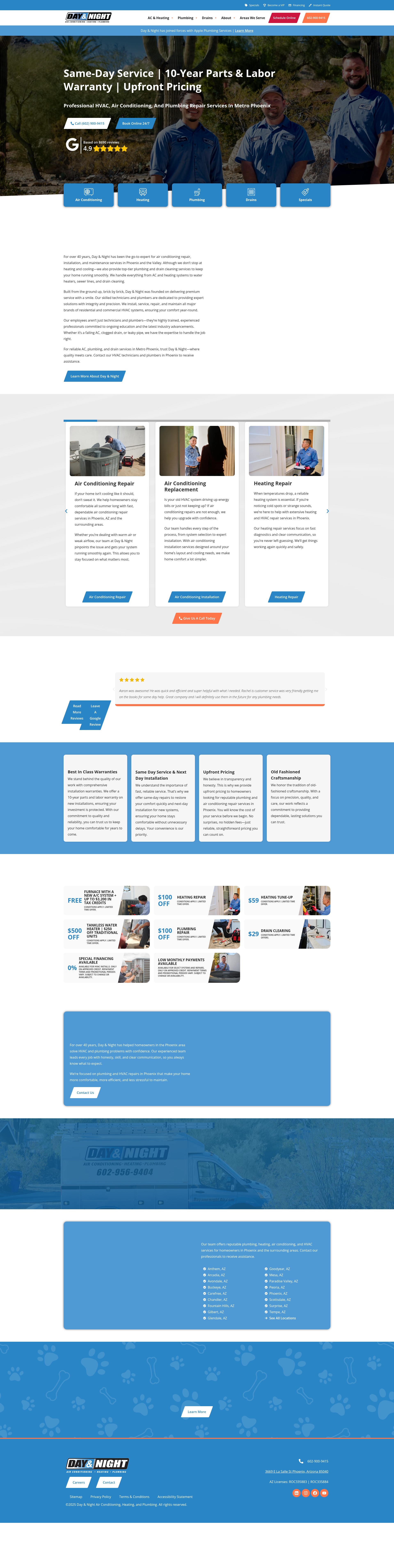 Screenshot of dayandnightair.com