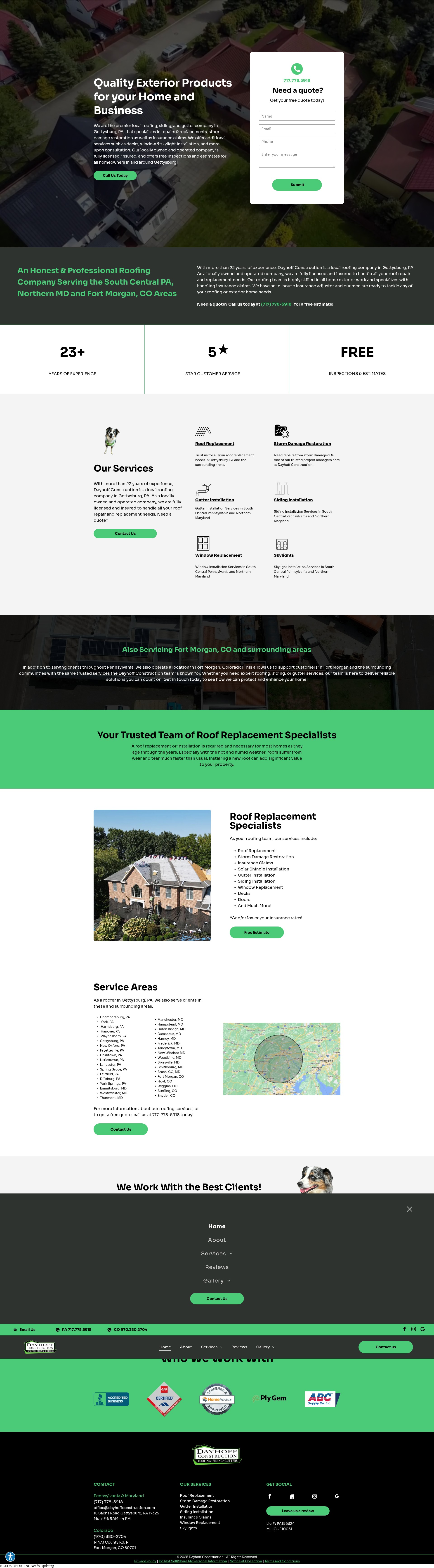 Screenshot of dayhoffconstruction.com