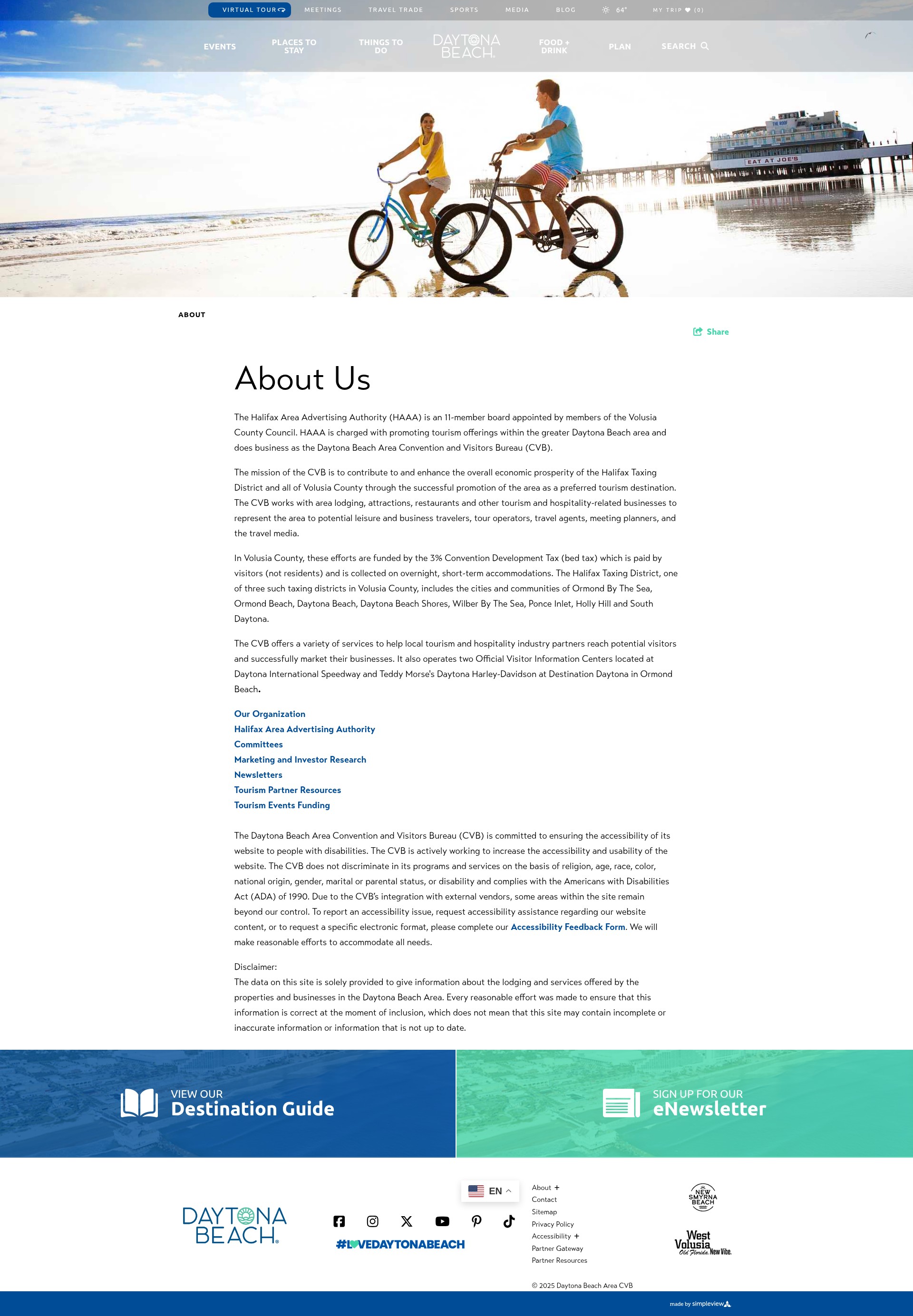 Screenshot of daytonabeachcvb.org
