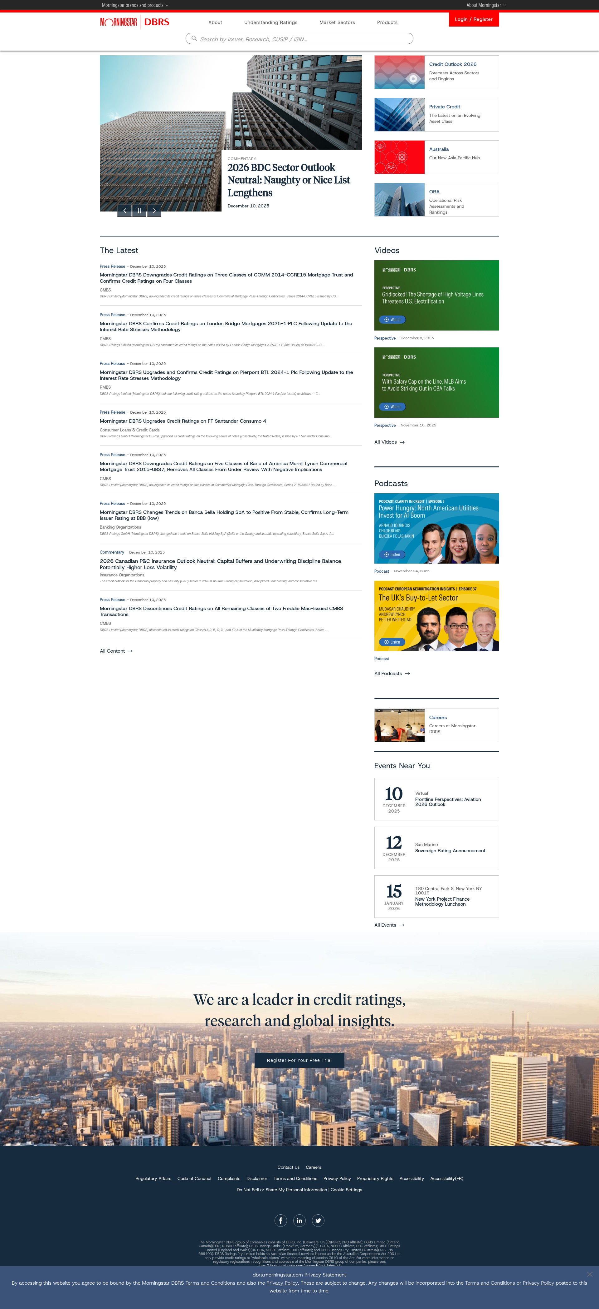 Screenshot of dbrs.morningstar.com