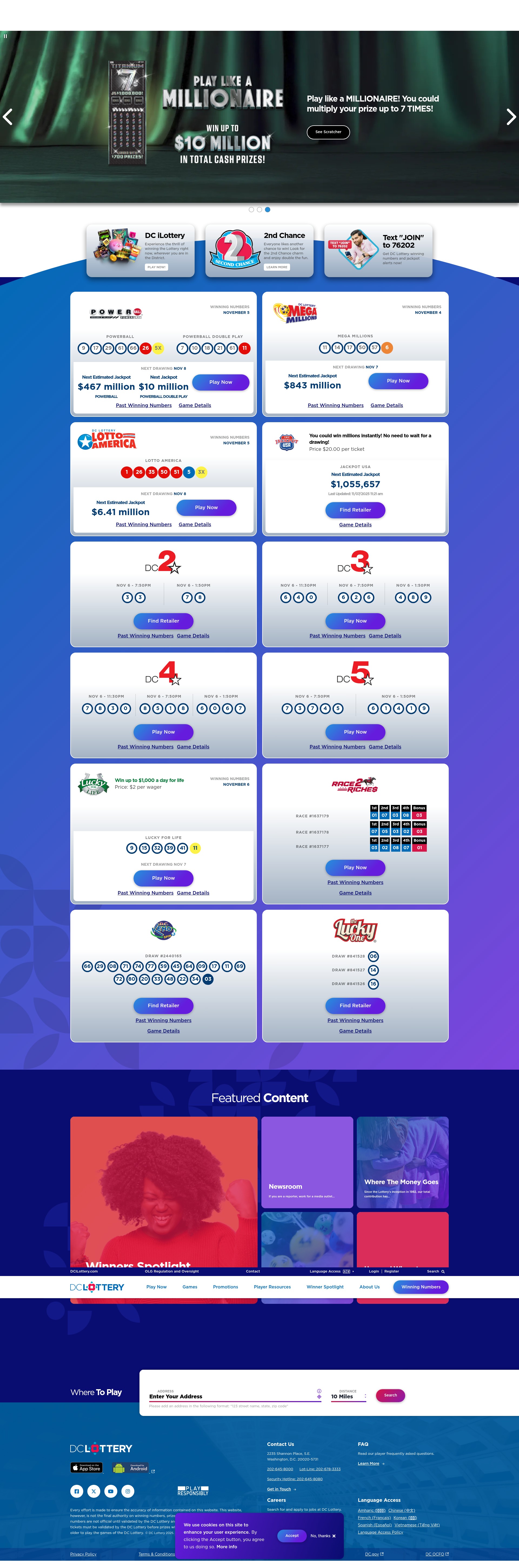 Screenshot of dclottery.com