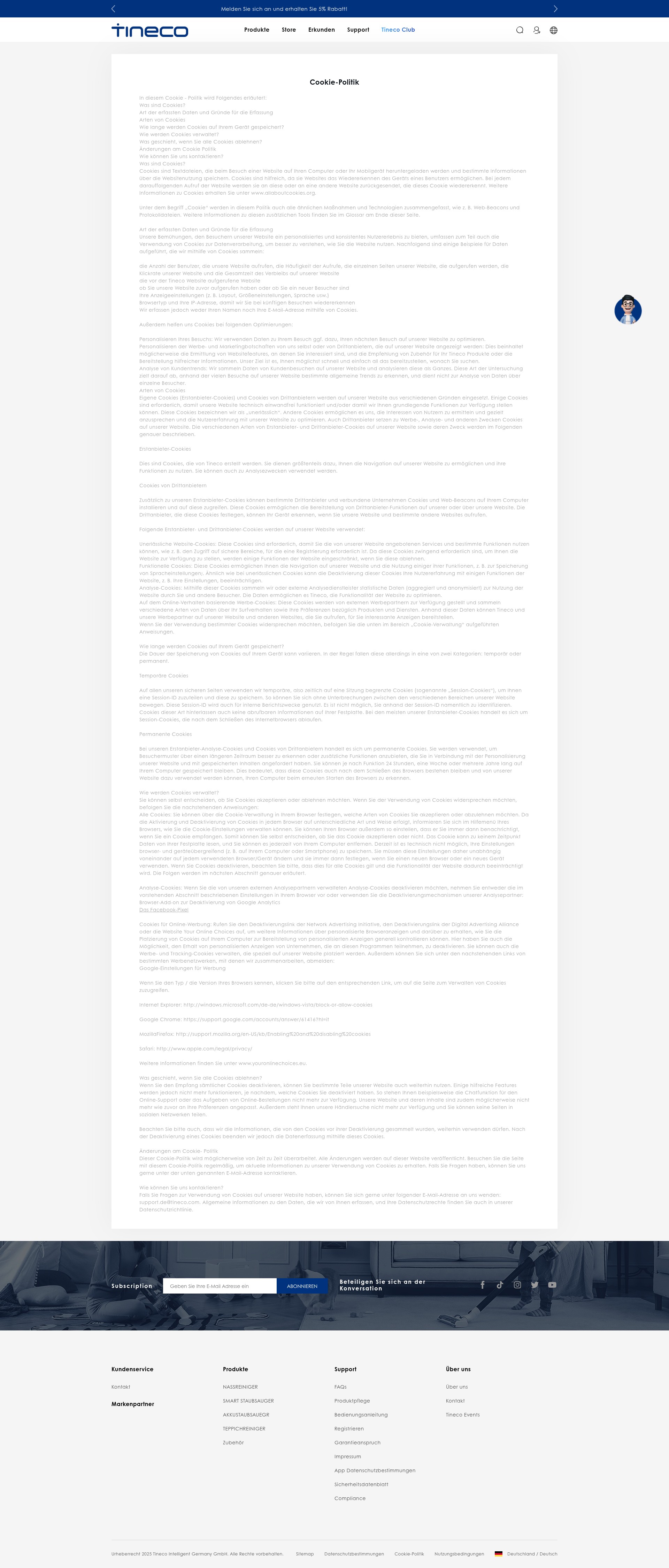 Screenshot of de.tineco.com