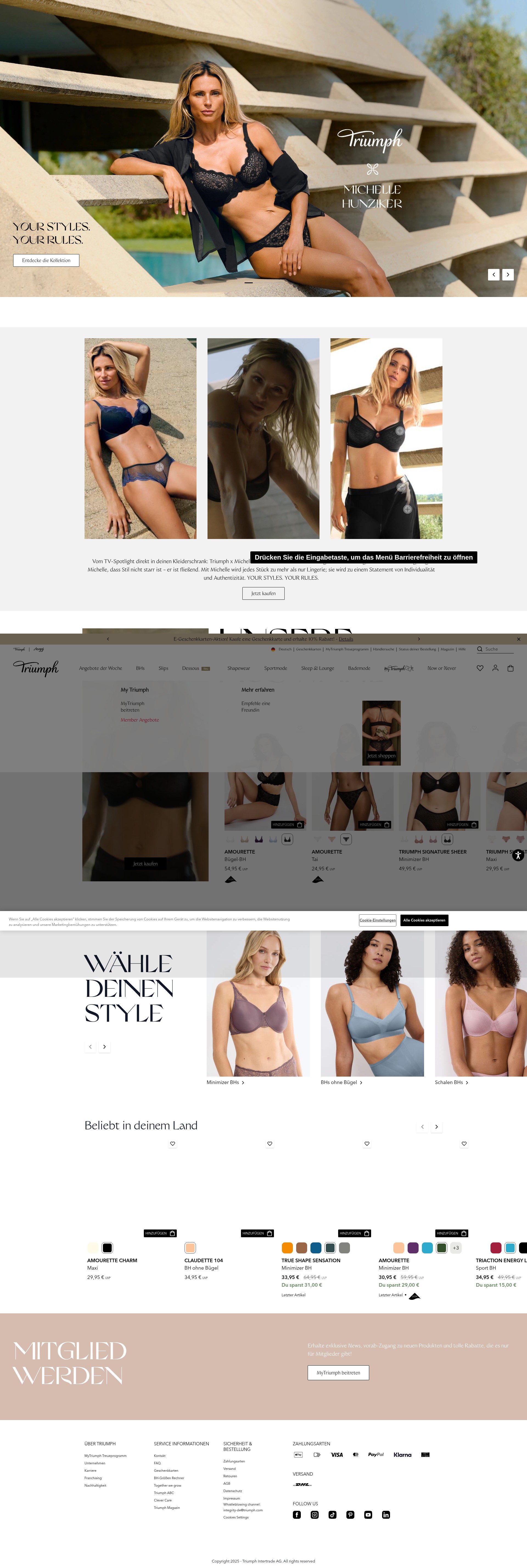 Screenshot of de.triumph.com