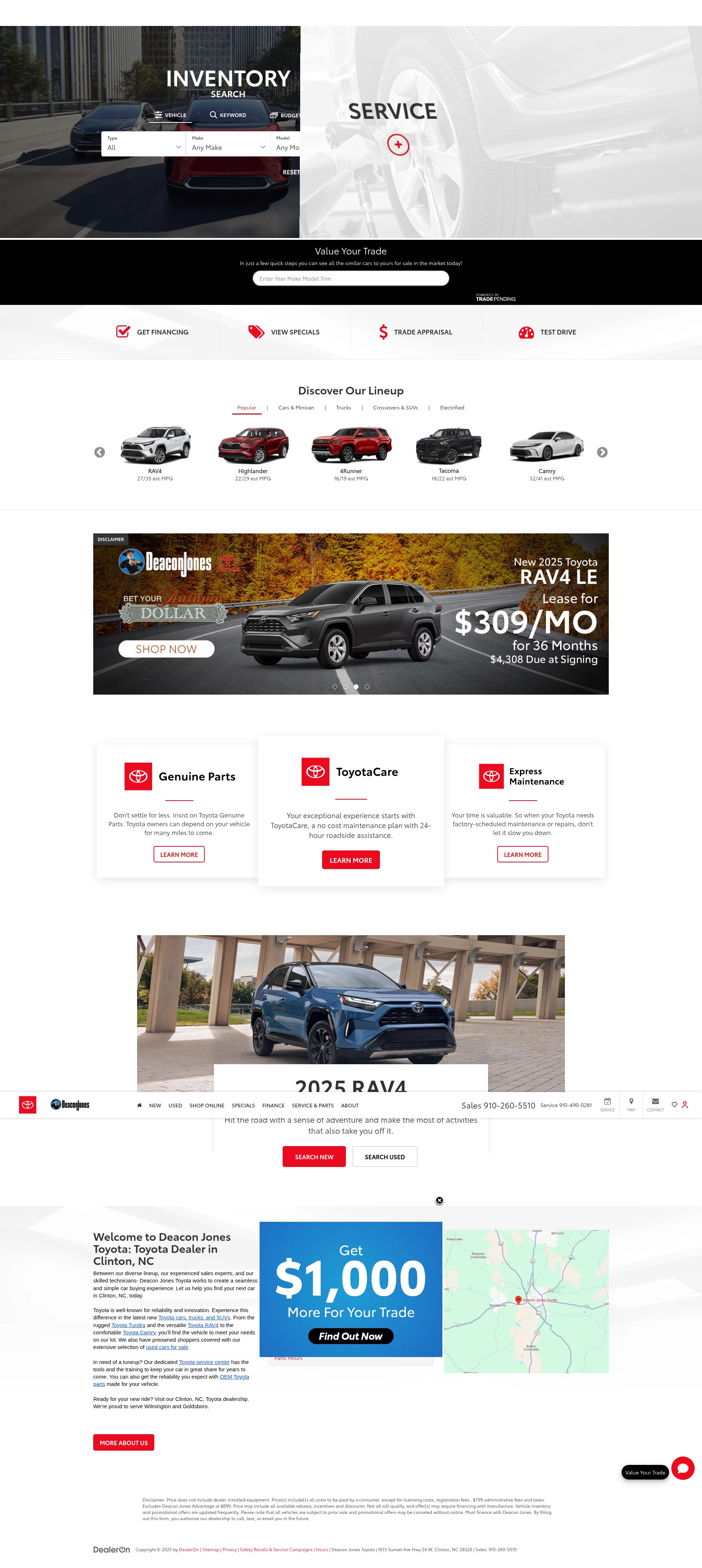 Screenshot of deaconjonestoyota.com