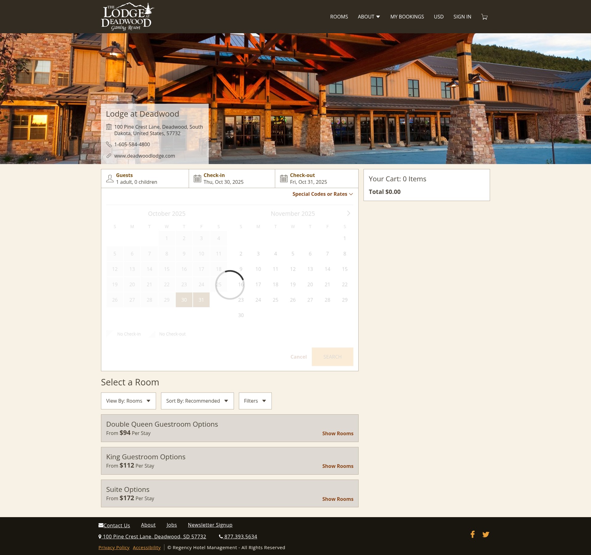 Screenshot of deadwoodlodge.com