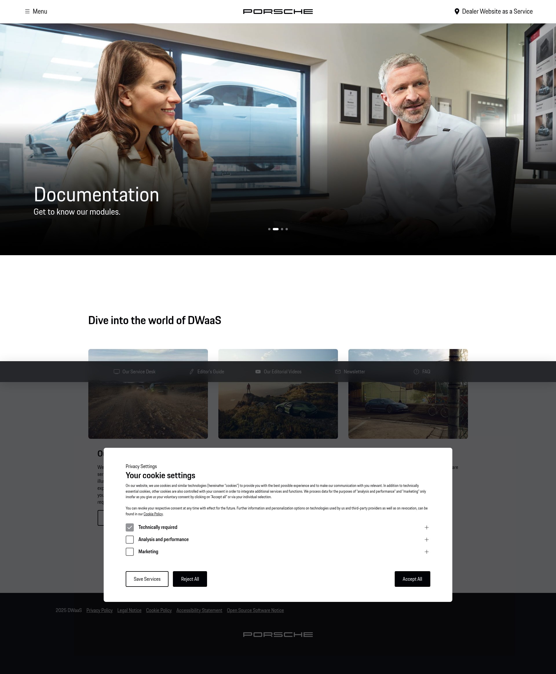 Screenshot of dealer.porsche.com