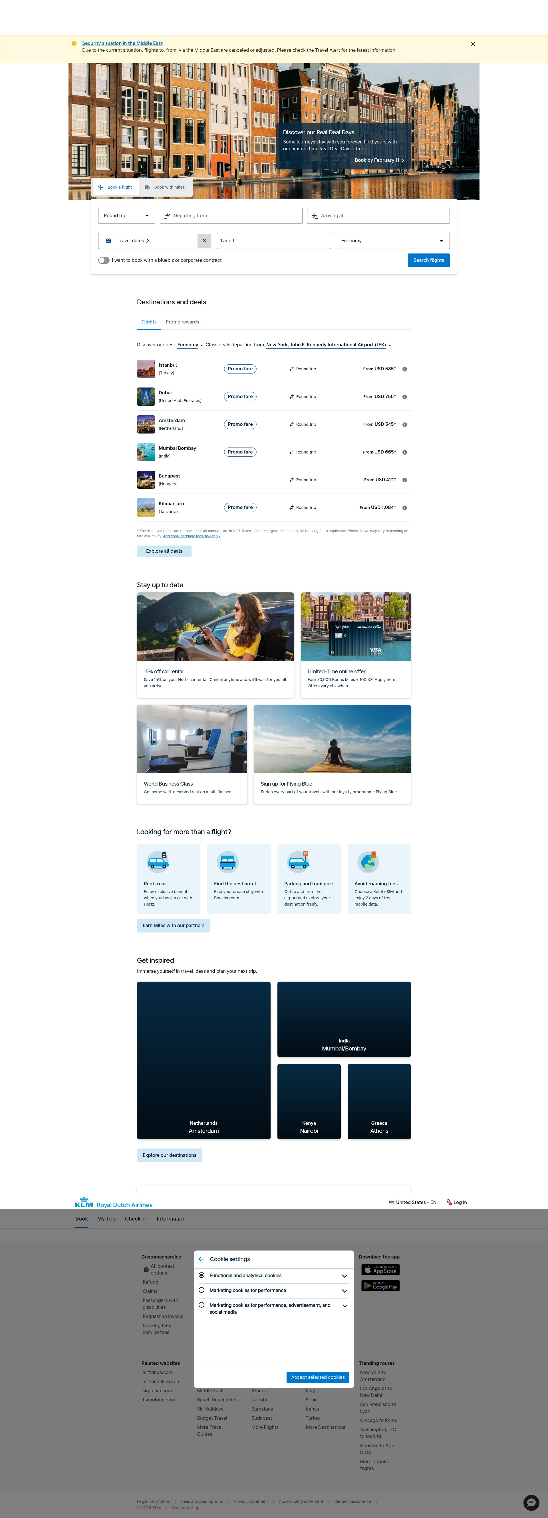 Screenshot of deals.klm.com